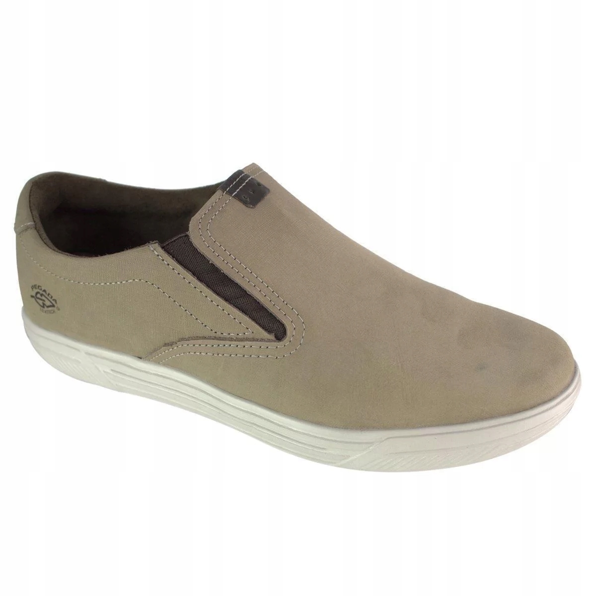 Pegada 110402-05 Polobotky Pánské Béžové Přírodní Kůže Nazouvací VEL.43