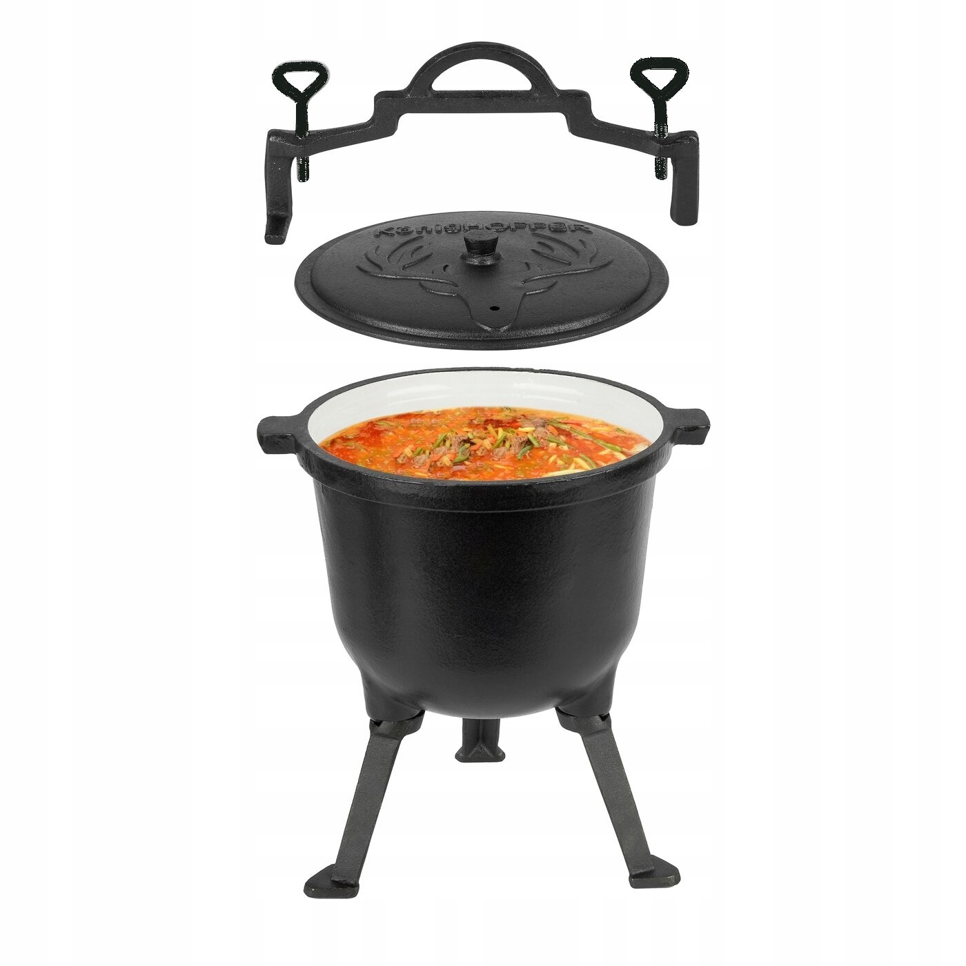 Kociołek Myśliwski 8 L Emalia Żeliwny Garnek na Ognisko Emaliowany