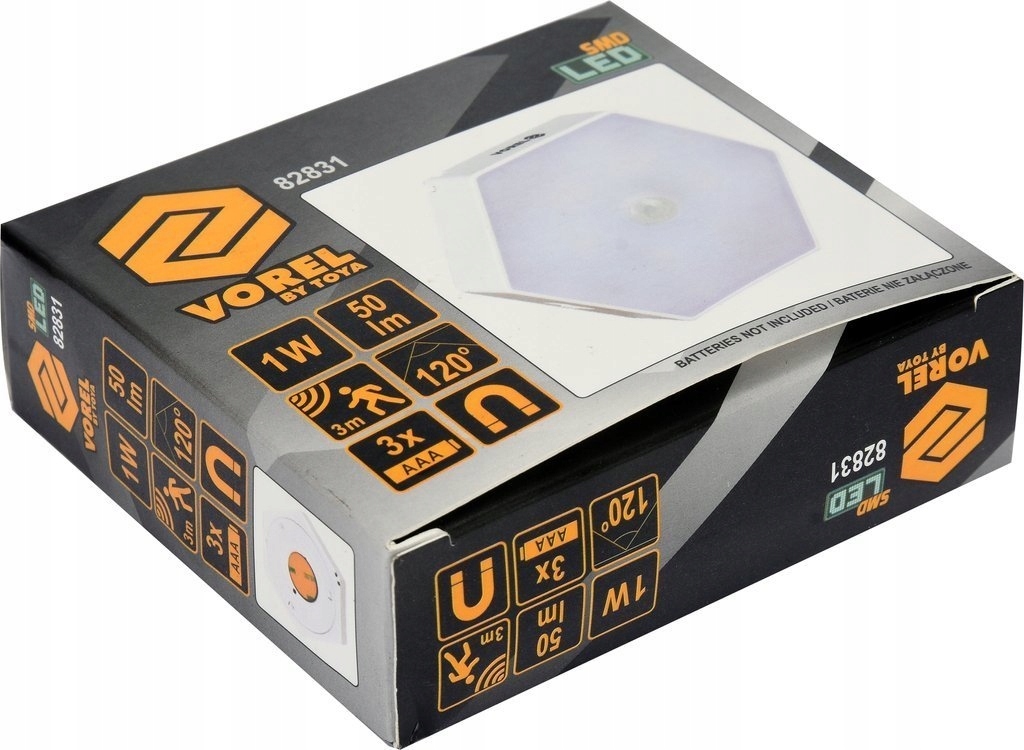 LAMPKA NOCNA SMD LED 50LM CZUJNIK RUCHU 3AAA 82831 Moc 0 W