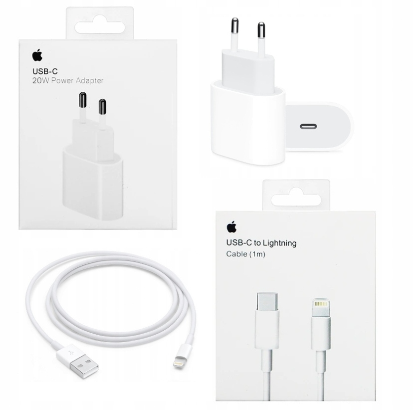 SZYBKA ŁADOWARKA DO APPLE iPhone KOSTKA ZESTAW 20W +KABEL 1M USB-C LIGHTING EAN (GTIN) 8013967677125