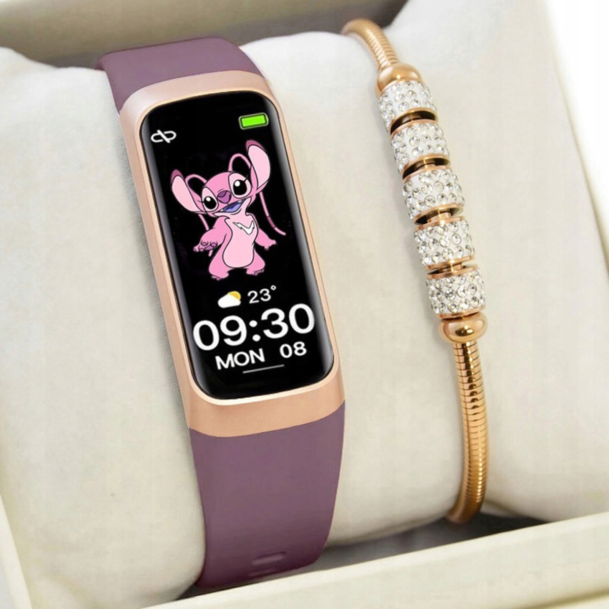 Dětský set Chytré Hodinky Rbn Amoled Smartband Fit vřesový Tlak