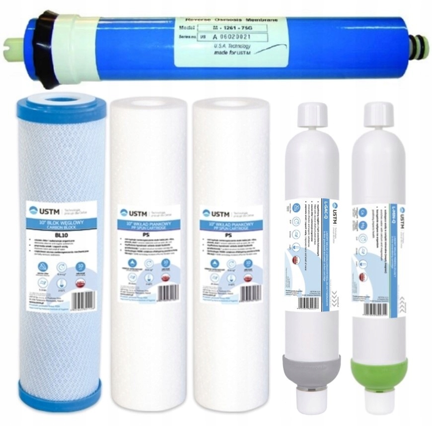 FILTR WODY KPL.WKŁADÓW OSMOZA RO6 NA WĘŻYK+MEMBRA.