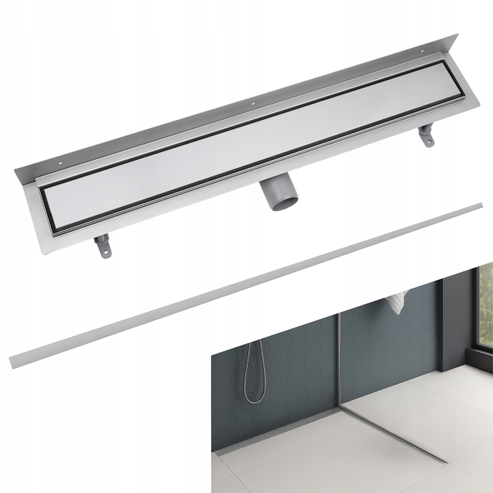 Sada nástěnný odtok Vogi Duo 90 cm spádová lišta Pravá 120 cm