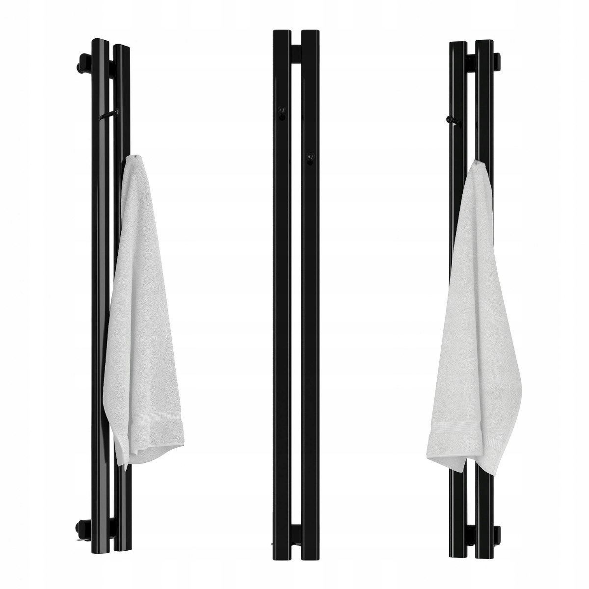 Dekorativní Vertikální RADIÁTOR-2 S Věšáky 1000/130, Černý Lesk