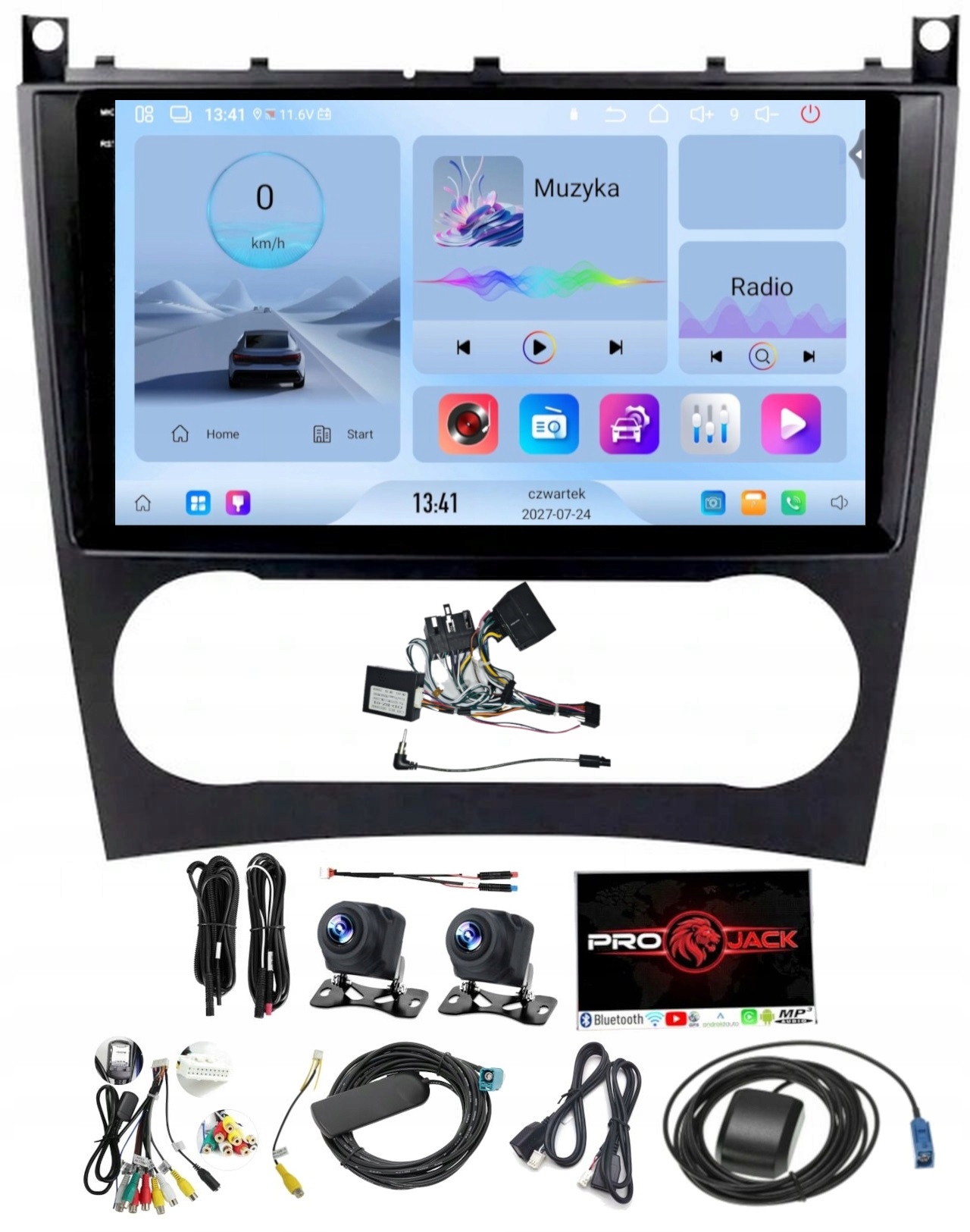 Rádio Navigácia Carplay Gps Android Mercedes W203 W209 Wifi 4GB 64GB Sim