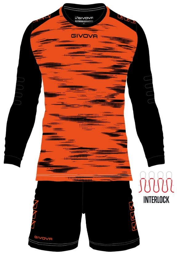 Givova Kit fluo orange-black unisex brankářský set, oranžový
