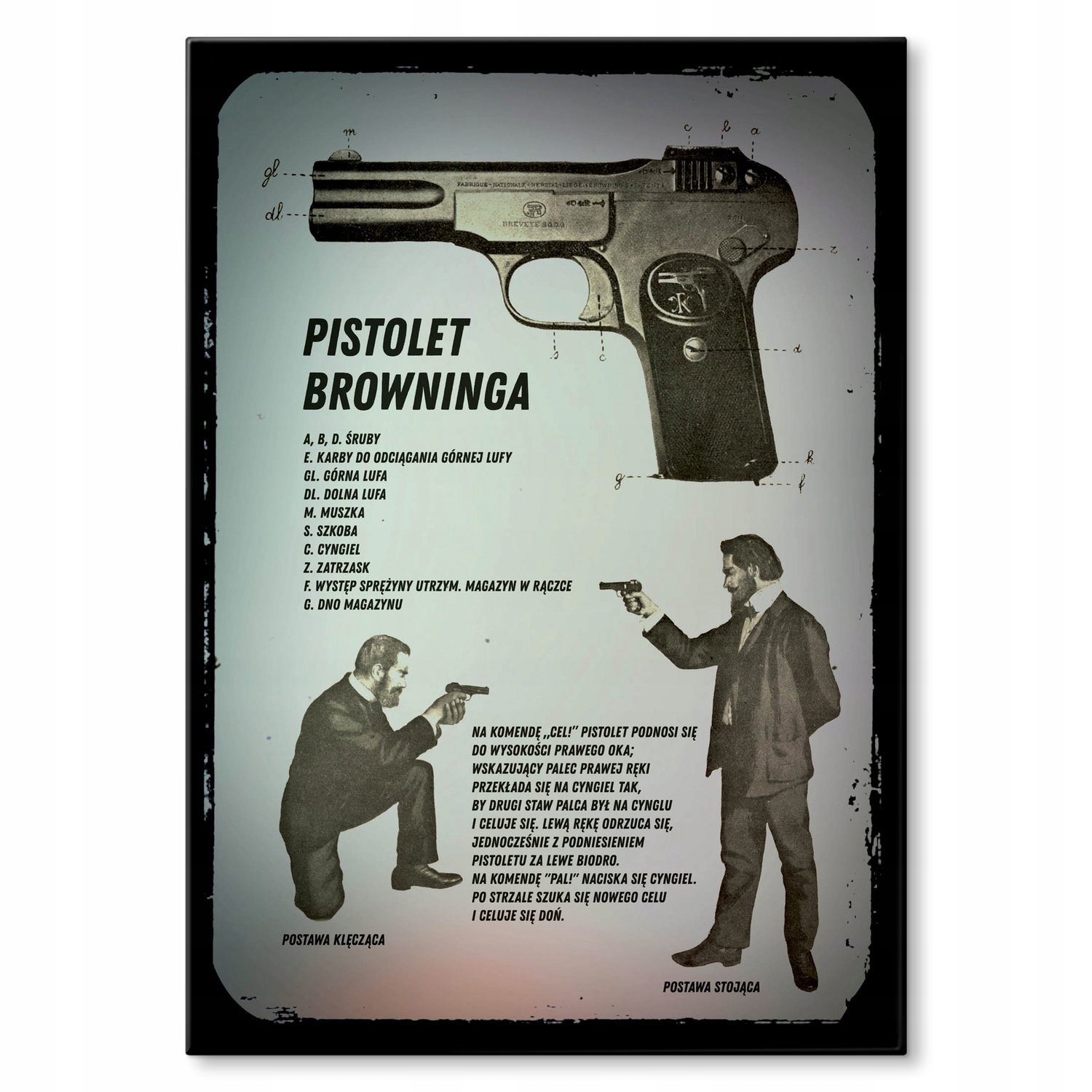 Kovový plakát Pistole Browninga Szyld Plech 30 x 42 cm Dárek