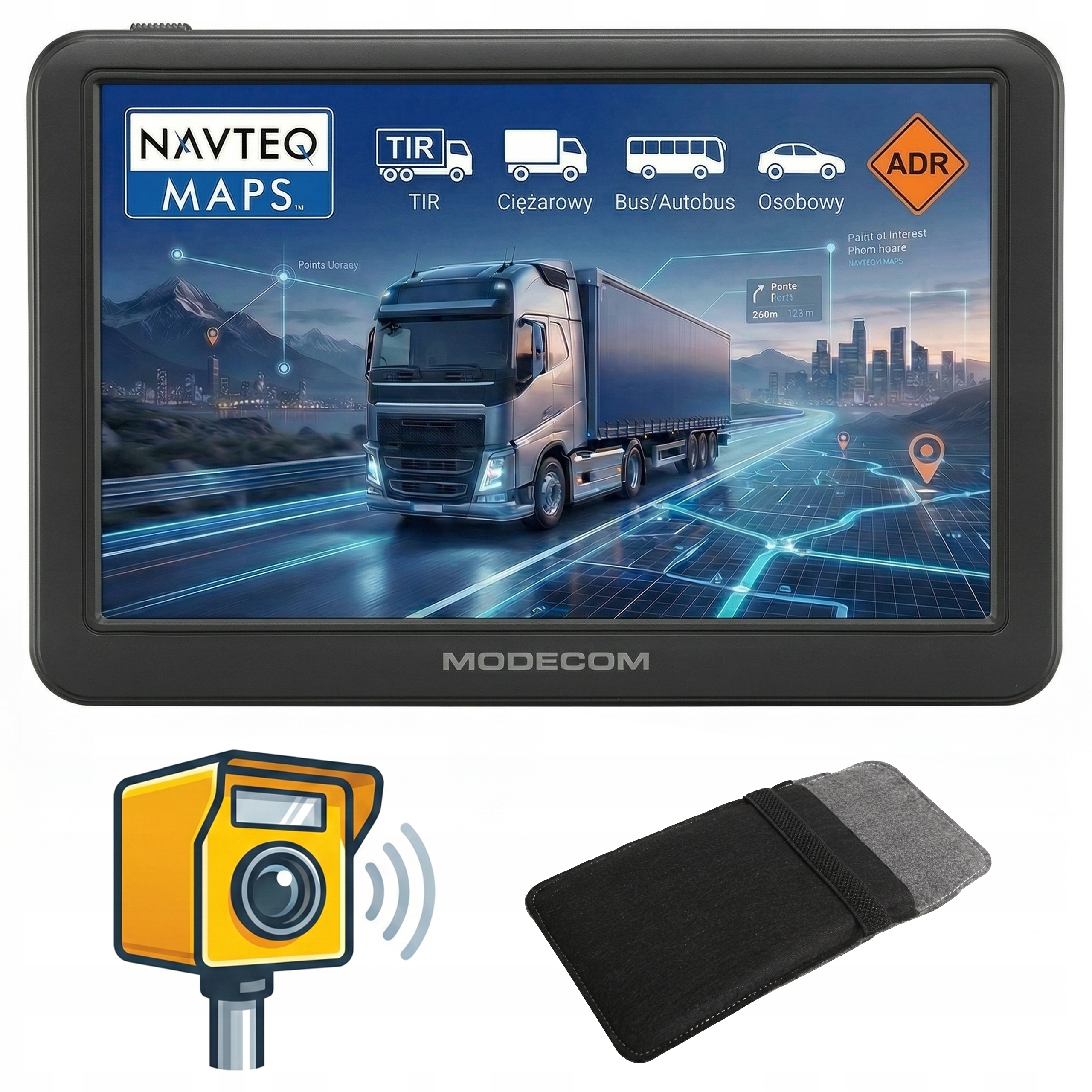 Navigační nákladní automobil Modecom CX 7.0 Truck Tir Bus Pouzdro Fotoradary 2026
