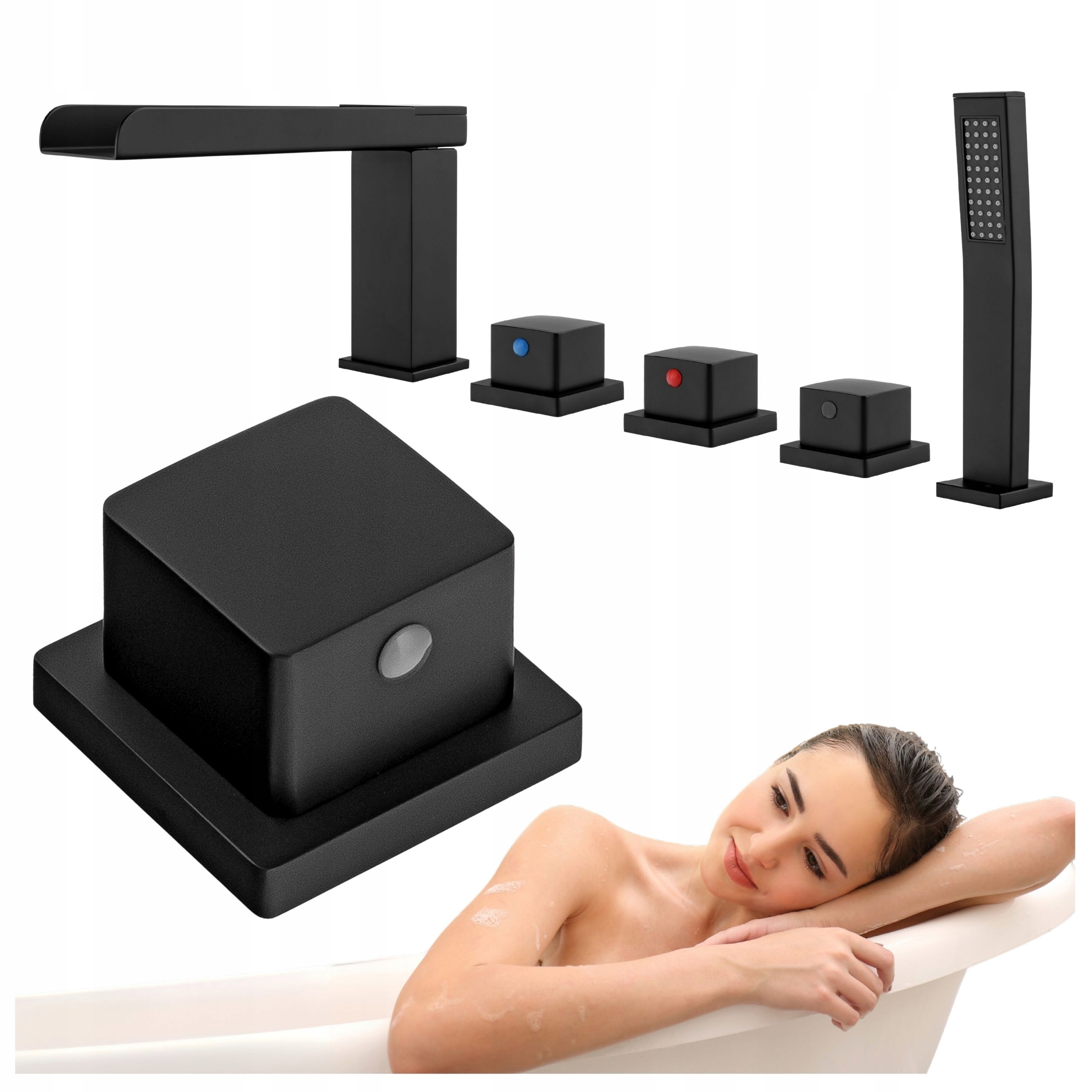 Volně Stojící Vanová Baterie 5-OTVOROVÁ, Černá