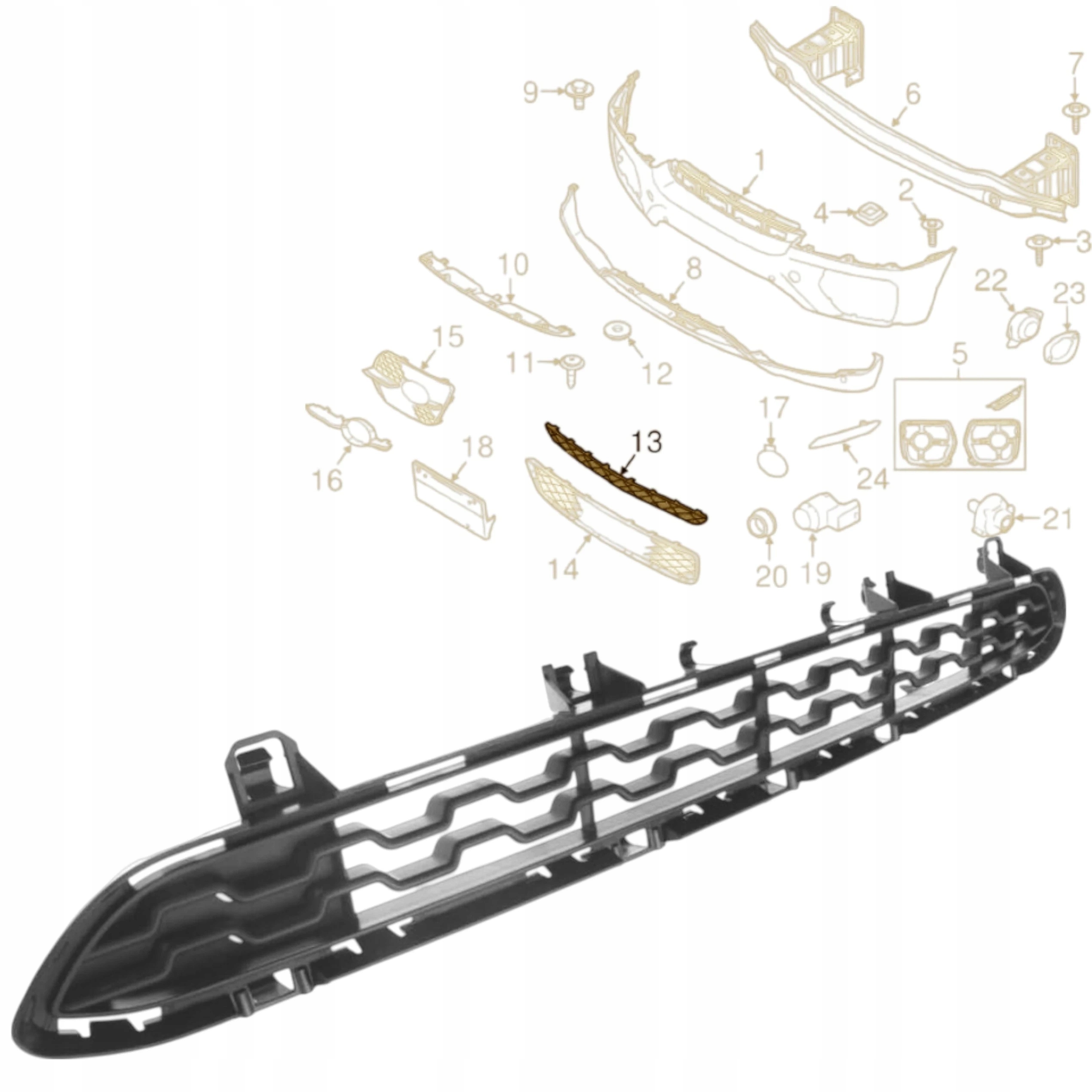 Bmw X3 F25 X4 F26 2014+ M Mřížka Středového Nárazníku Horní Část přívodu vzduchu