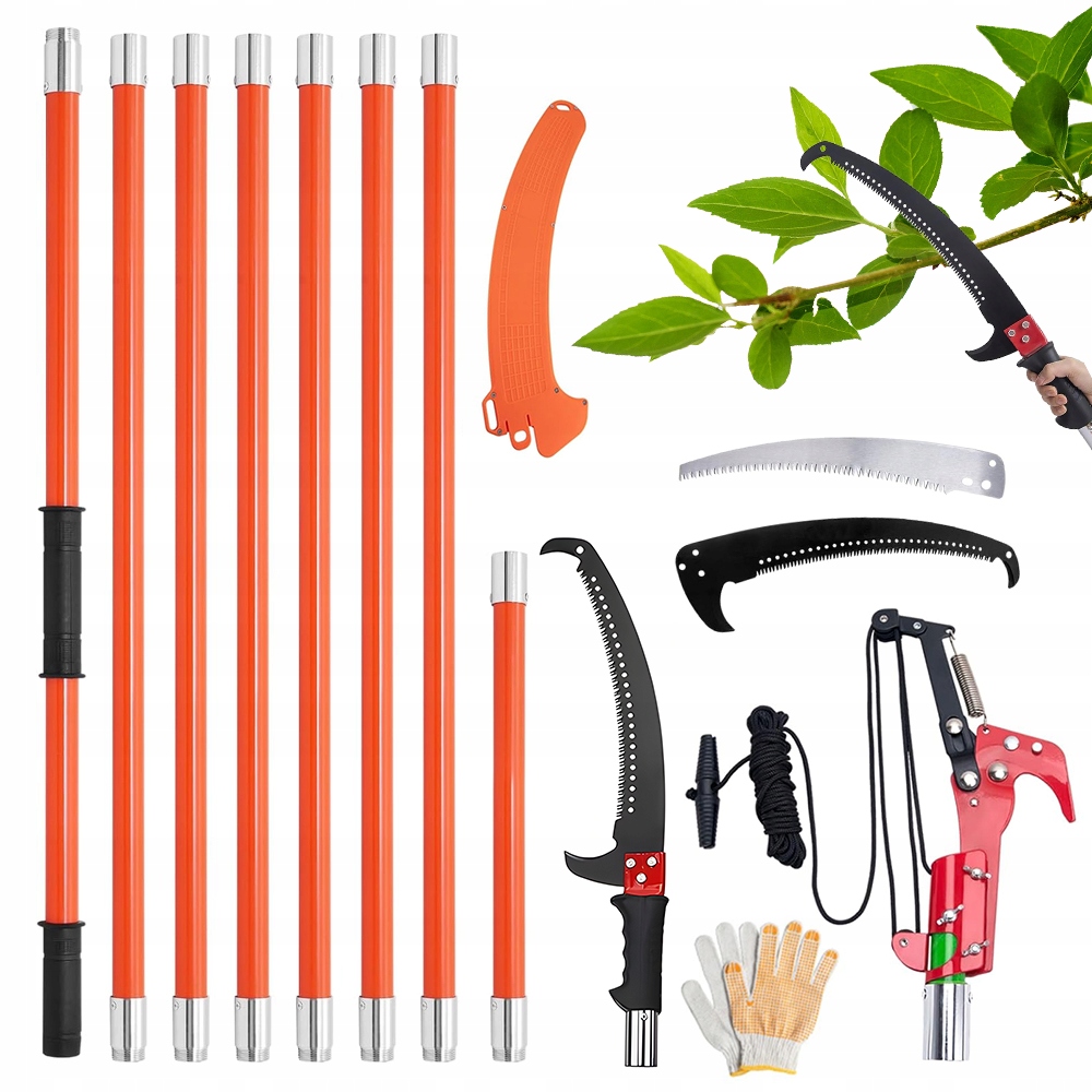 Piła Teleskopowa 2M-8M Ogrodnicza Na Wysięgniku Do Gałęzi Z Hakiem 2 Ostrza