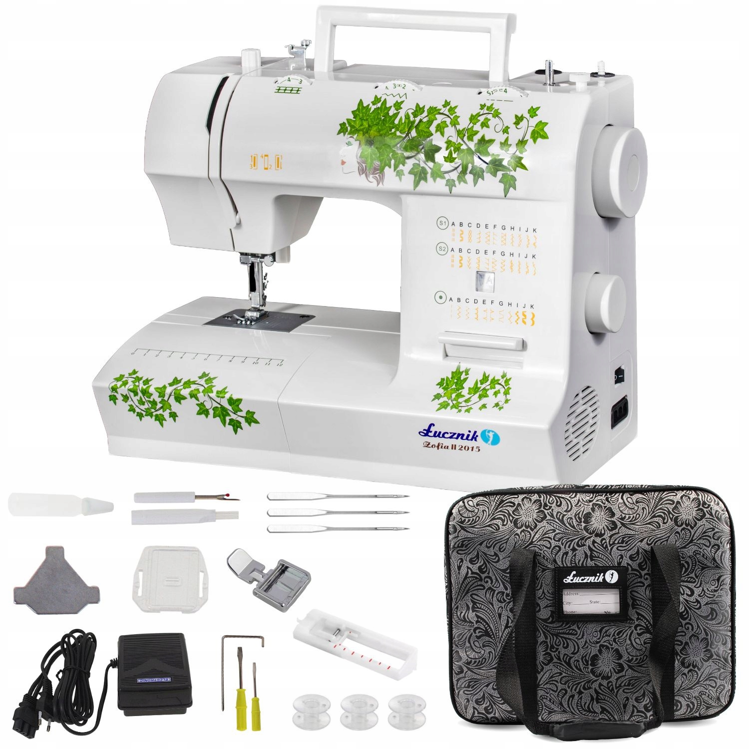 Maszyna do szycia Łucznik Zofia II walizka dodatki