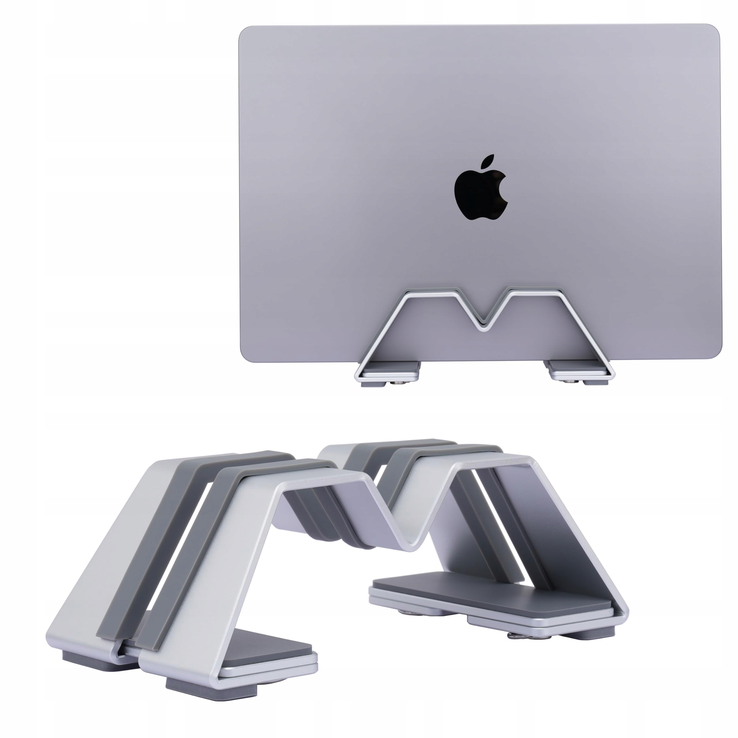 PSITEK Pionowy Stojak Na Laptop Aluminiowy Regulowany Uniwersalny Srebrny — miniatura 3