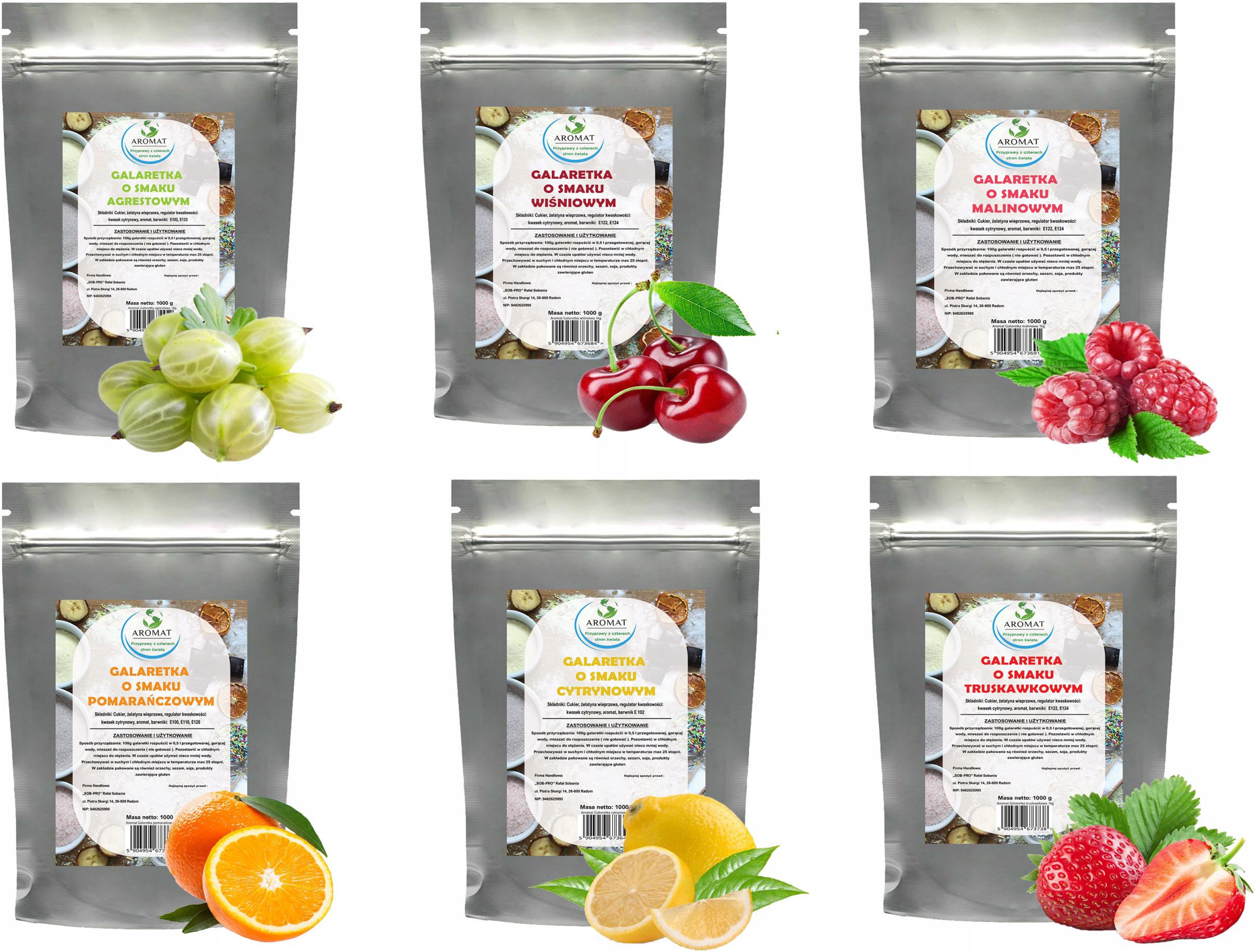 Levně Sada Želé 6X1 Kg – 6 Příchutí, Zdravý Dezert, Na Pečení