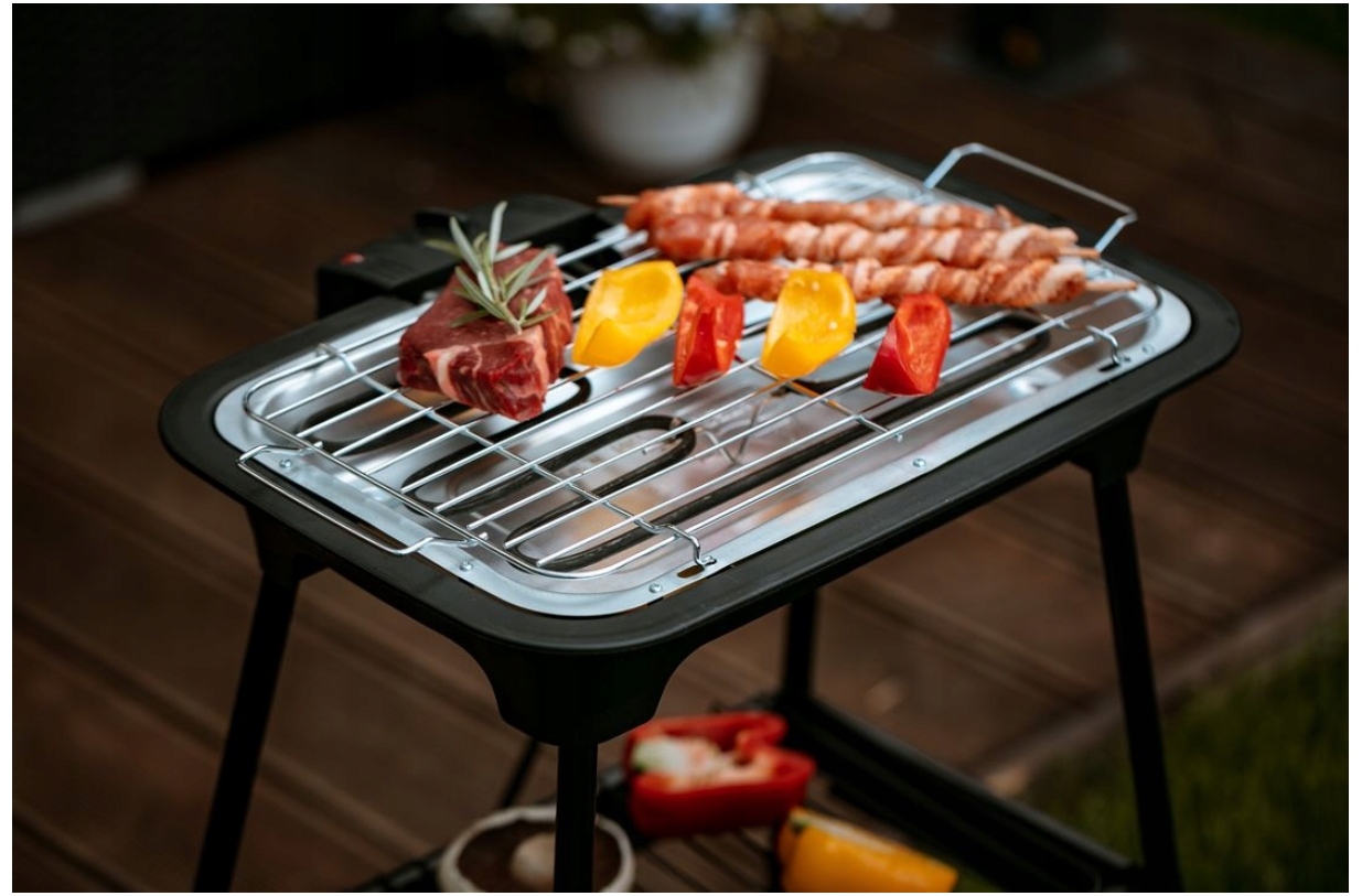 GRILL OGRODOWY DUŻY ELEKTRYCZNY STOJĄCY Szerokość grilla 44 cm