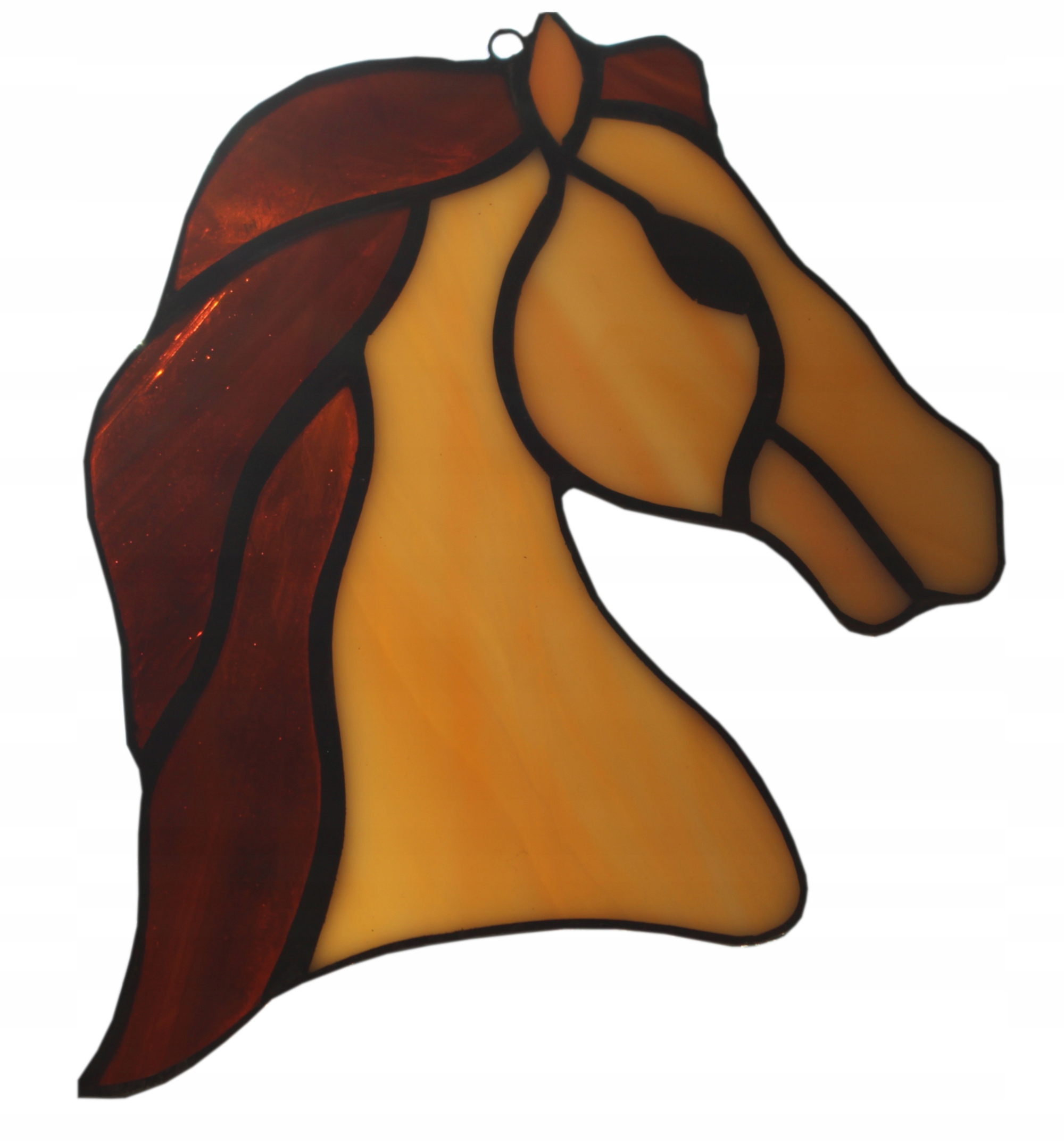 Vitrážový kůň závěsný dárek ozdoba koník Hnědý