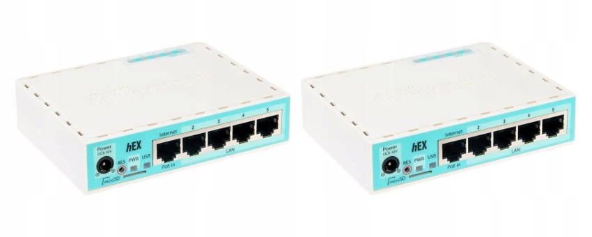 2× Router Mikrotik hEX (RB750Gr3)
