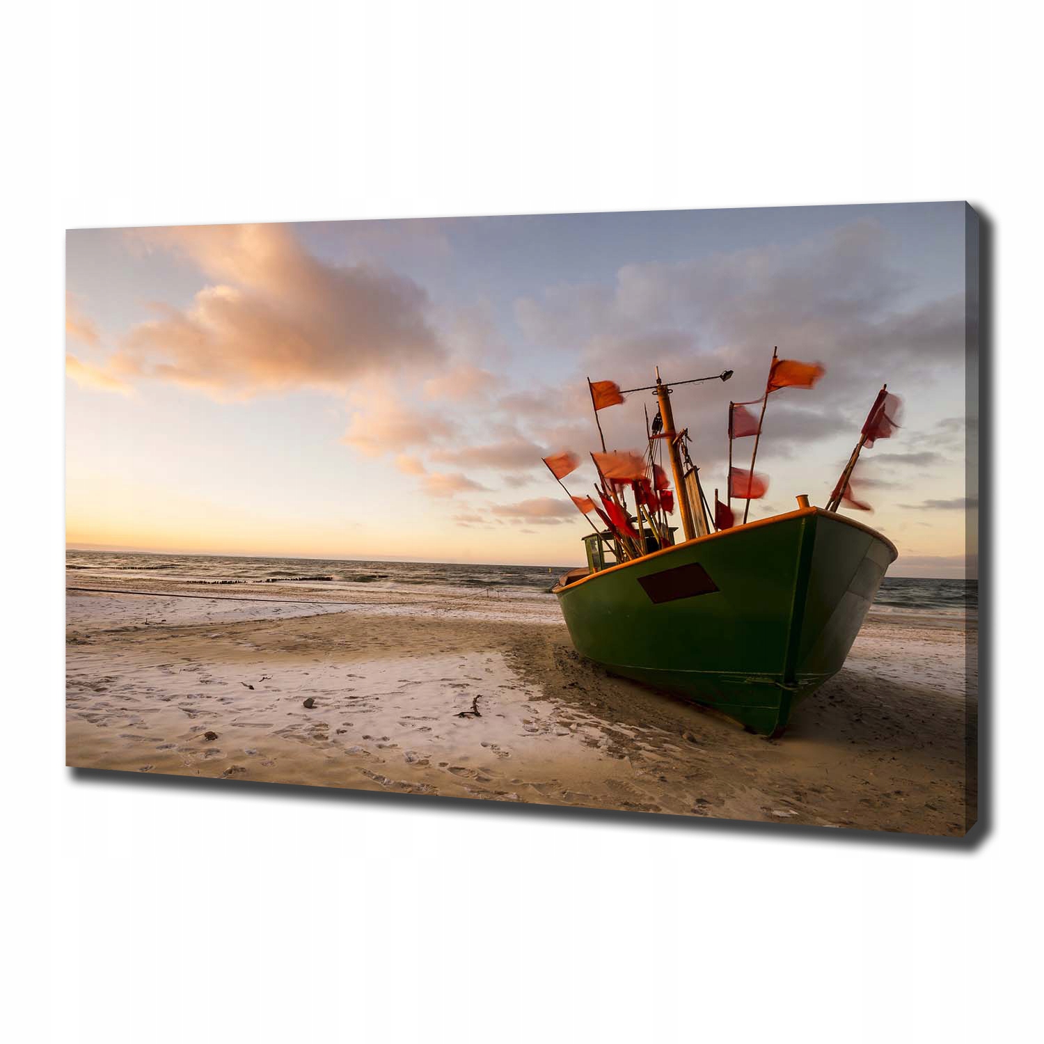 

Foto obraz na płótnie Kuter rybacki plaża 100x70cm