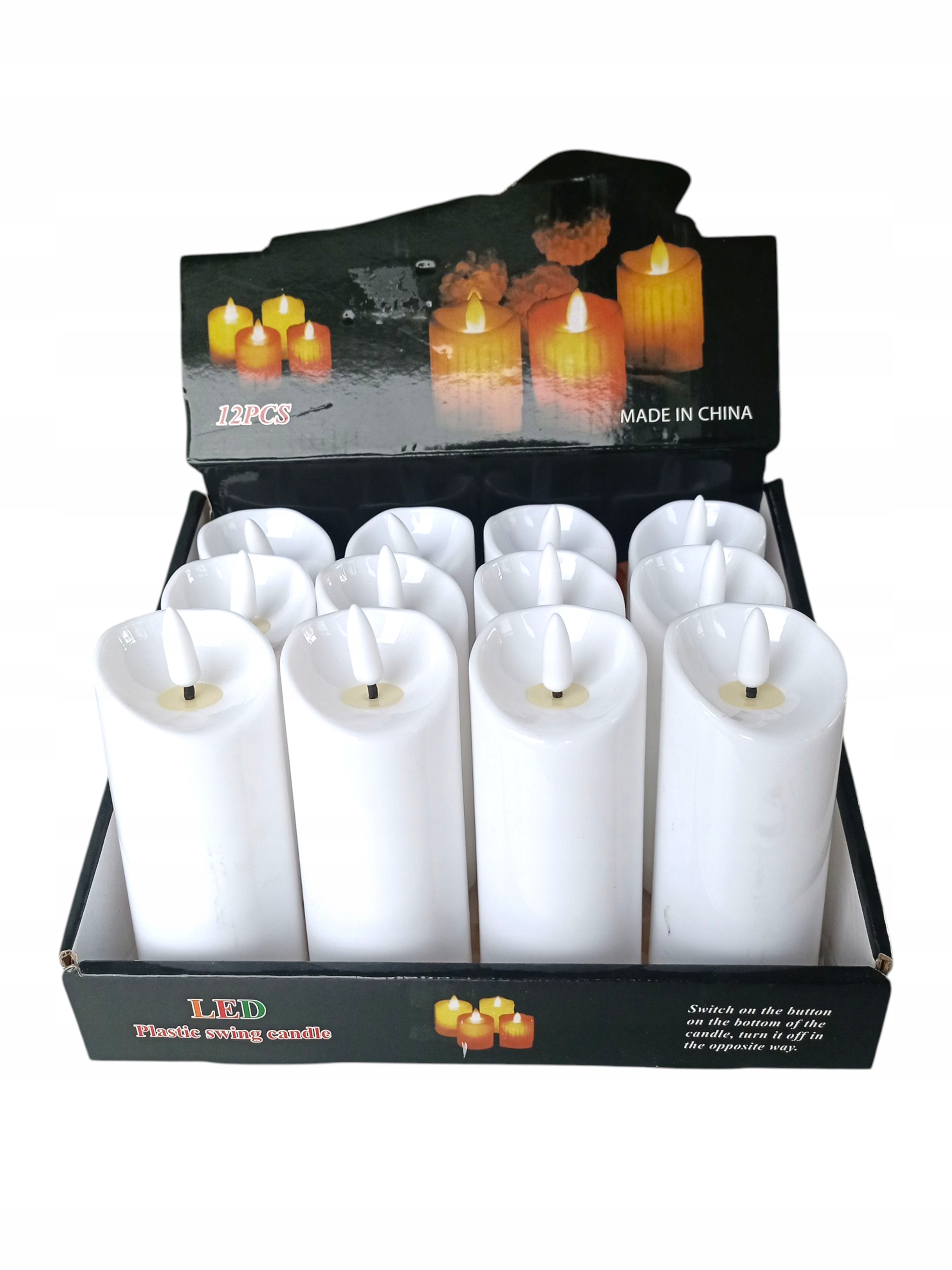 12 x Led svíčka imitace ohně Bílá vnitřní na baterie