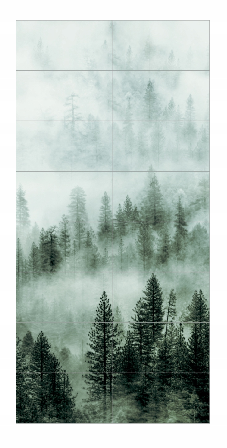 Keramická Dlažba Obraz Les v mlze Velký Verde Velký 240x120 cm do koupelny