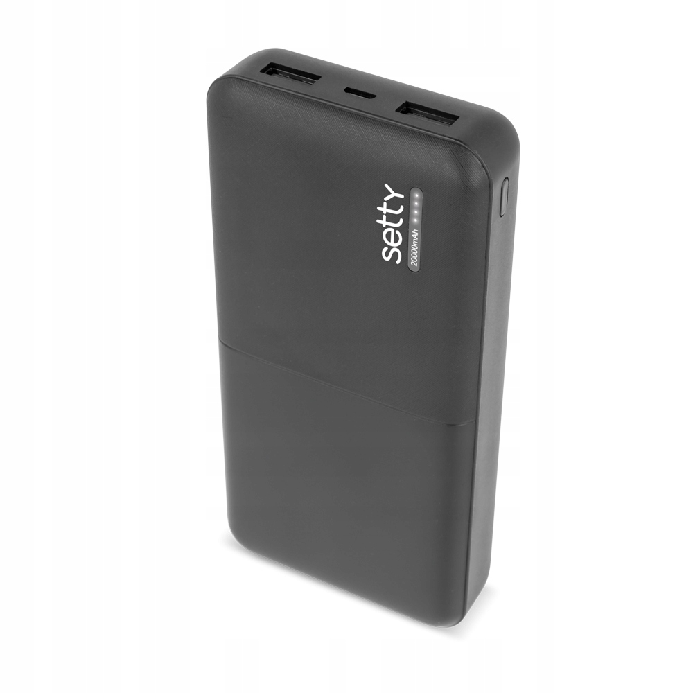 Setty Powerbank 20000 mAh czarny do ładowania uniwersalny Usb-a
