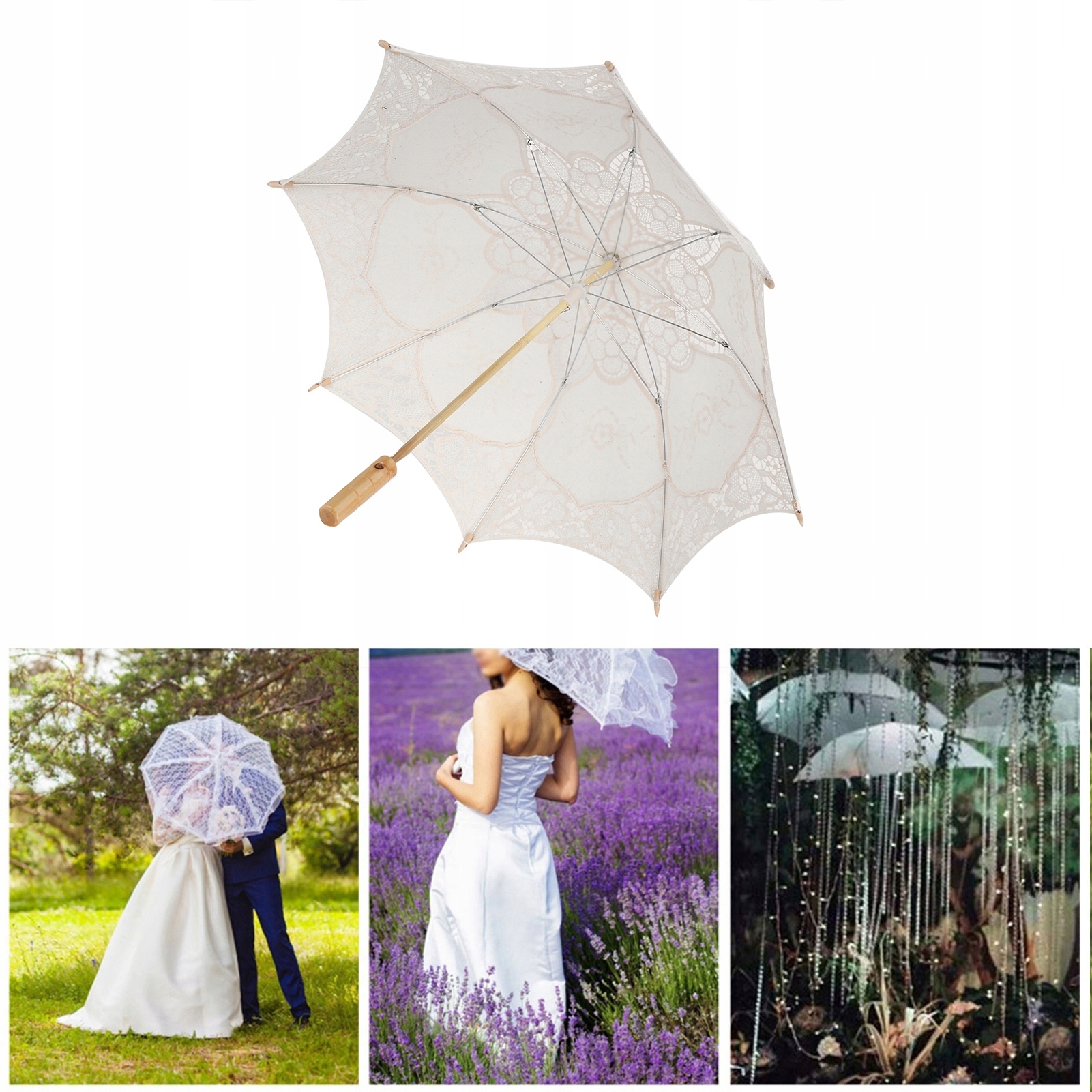 KORONKOWY HAFTOWANY PARASOL PRZECIWSŁONECZNY61CM Rodzaj manualny