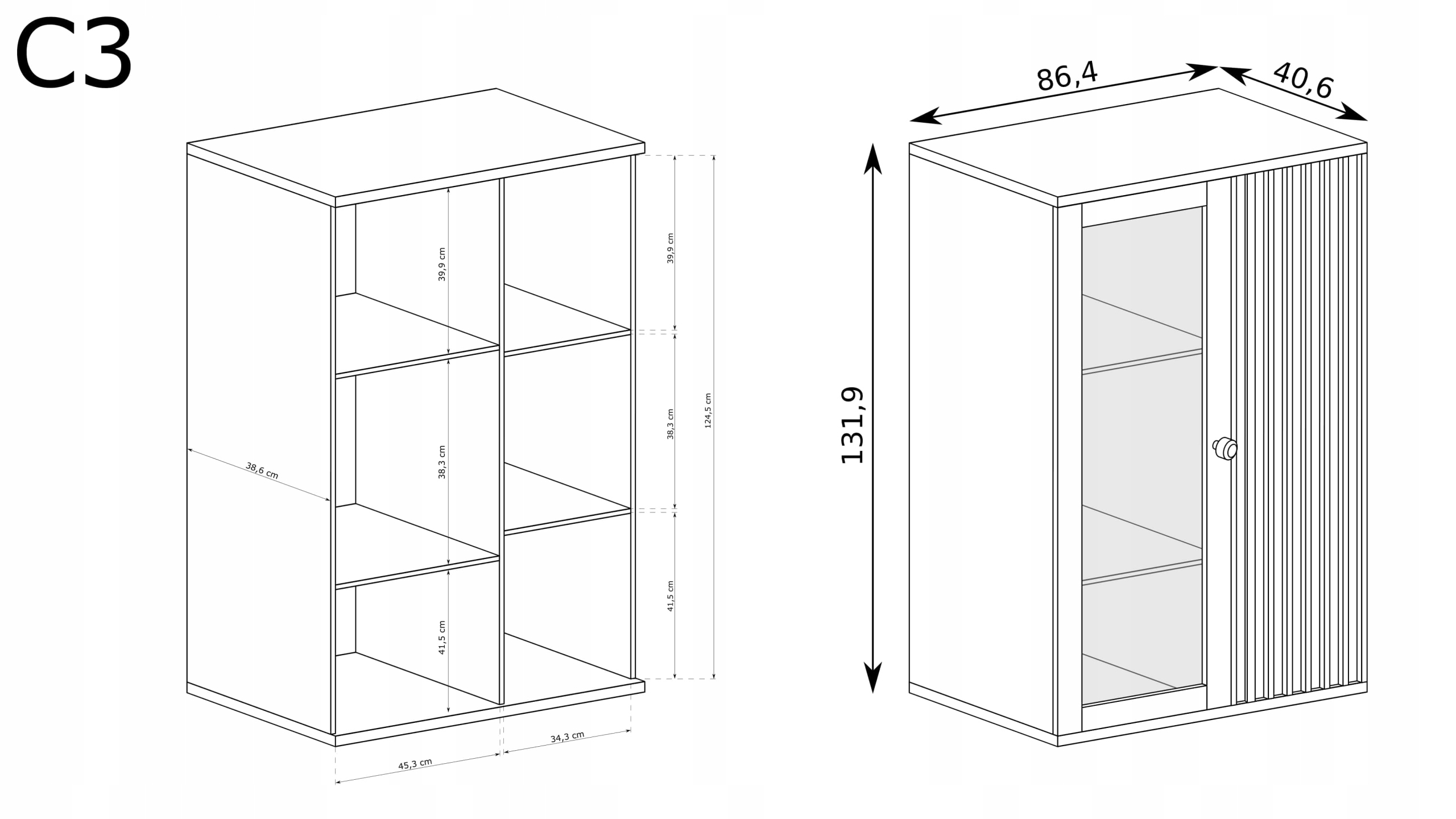 Meble do salonu jadalni witryna CALI C3N z LED Kod producenta CALI C3N LED