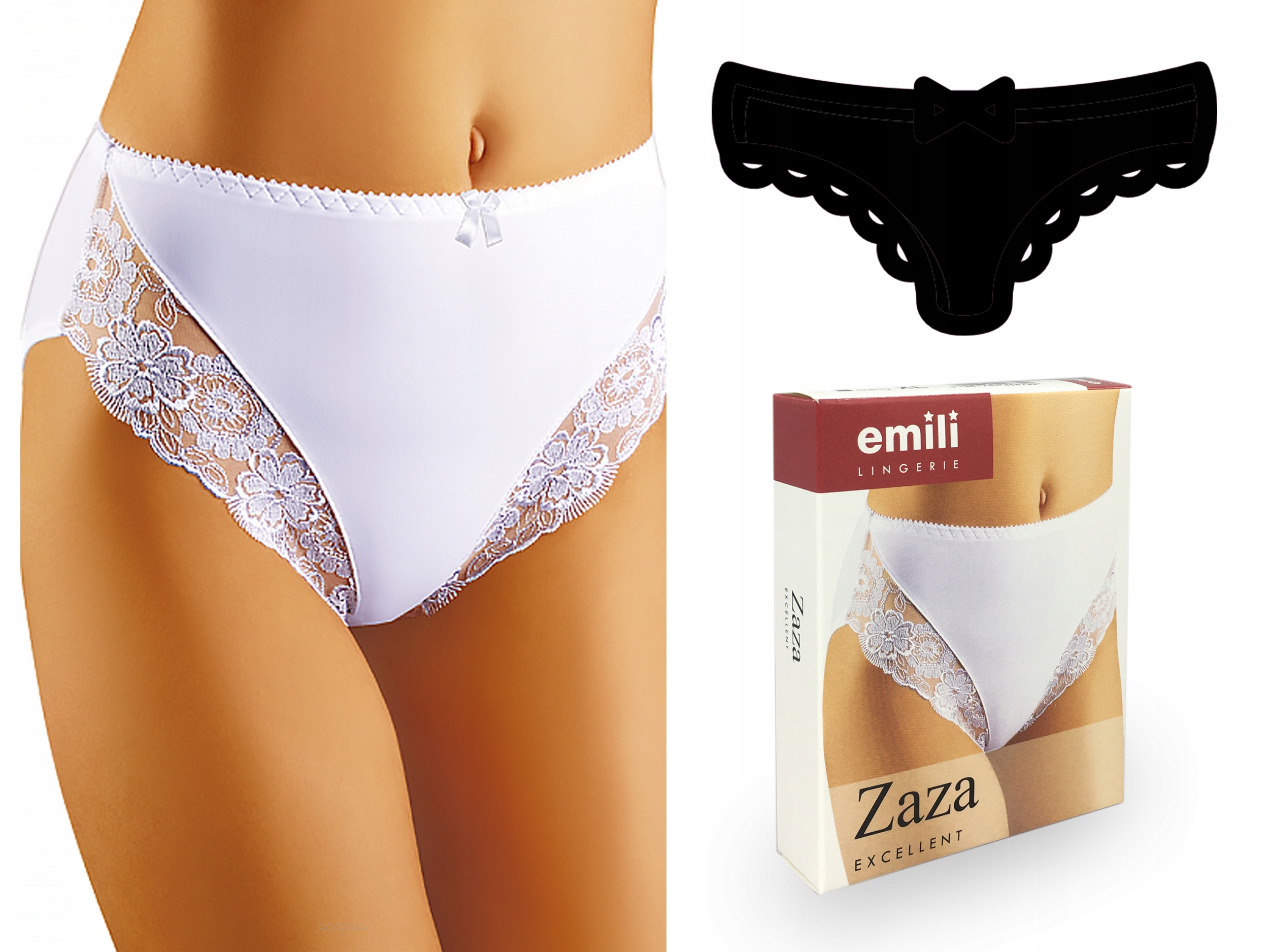 

Emili Zaza Koronkowe Figi Microfibra czarny L