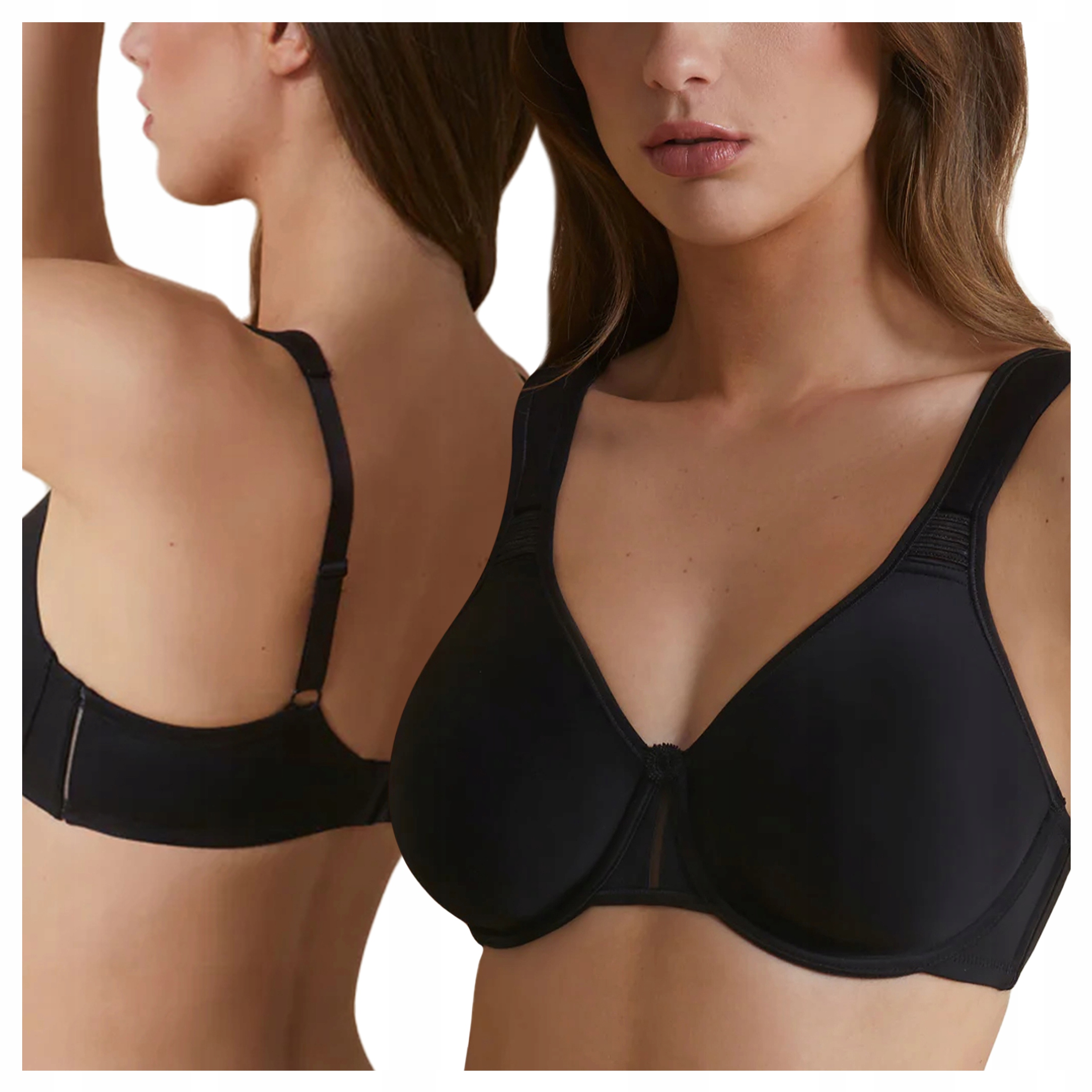 Podprsenka Velké velikosti Měkká Denní Pohodlné Ramínka Černá 75C