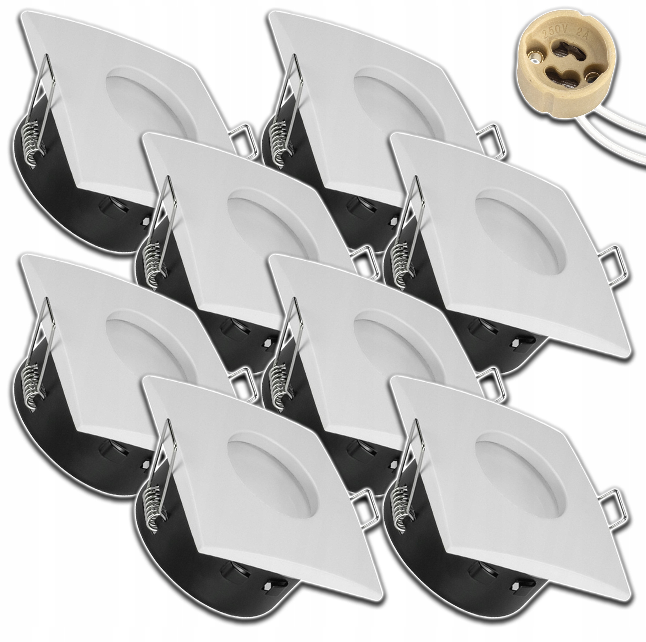 8xHERMETICKÉ Svítidlo Halogen Čtverec Vodotěsná Zásuvka GU10