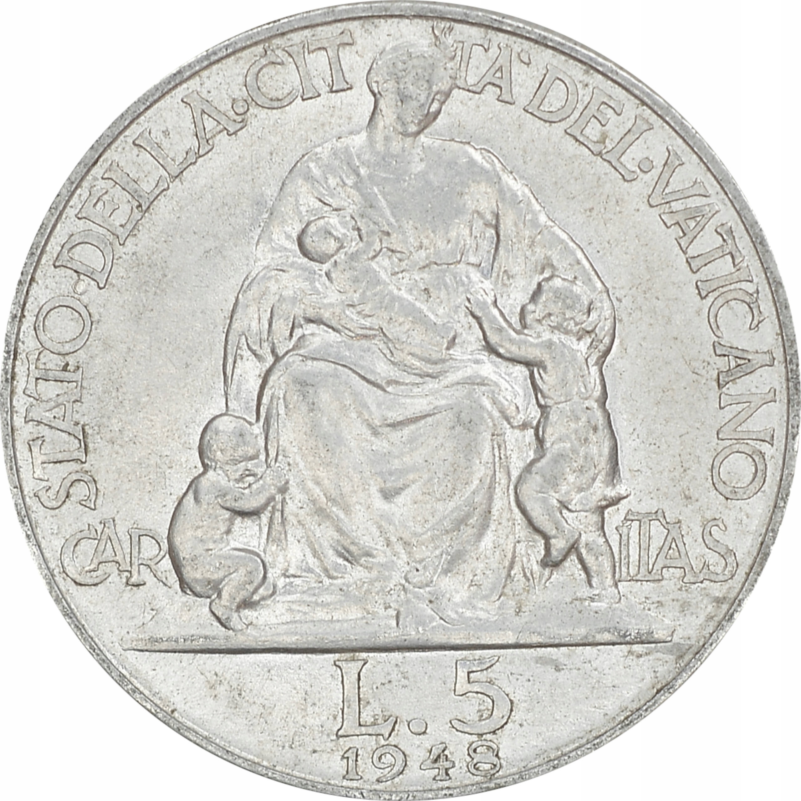 2.WATYKAN, PIUS XII, 5 LIRÓW 1948