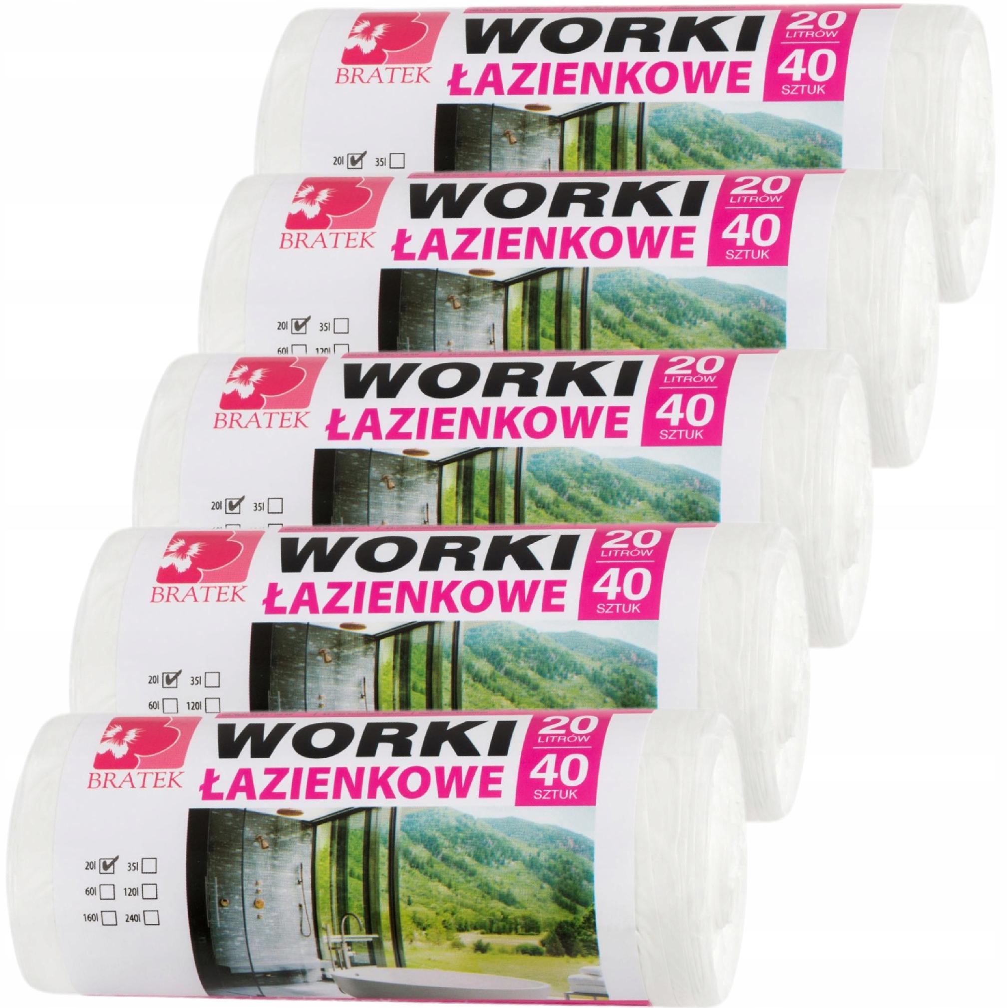 

Białe worki Łazienkowe na śmieci kosz 20L 200 szt.