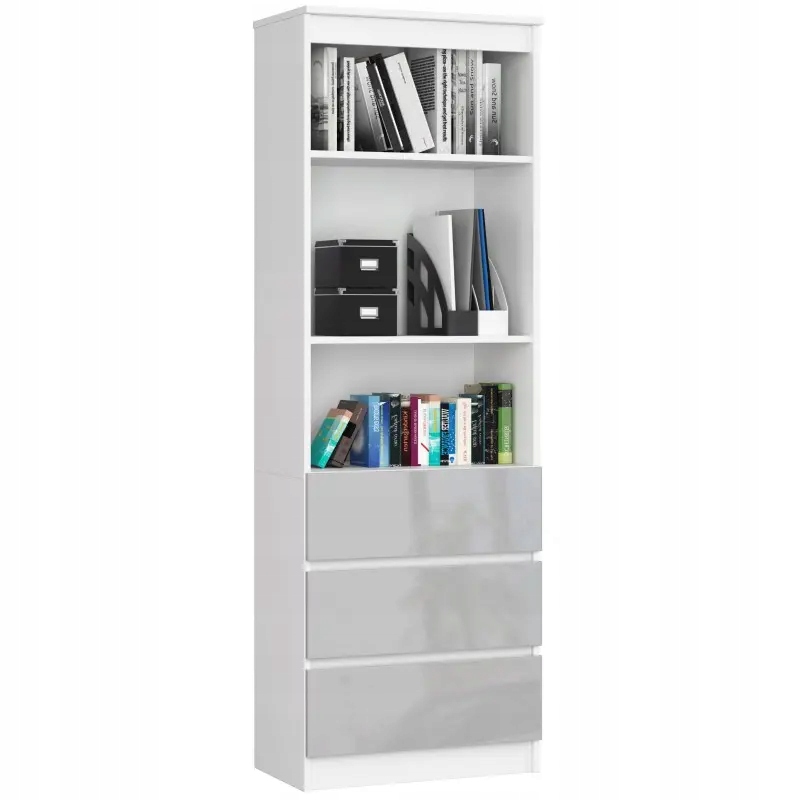 

Regał Książki Biurowy 60cm 3SZ 2P Metalik Połysk