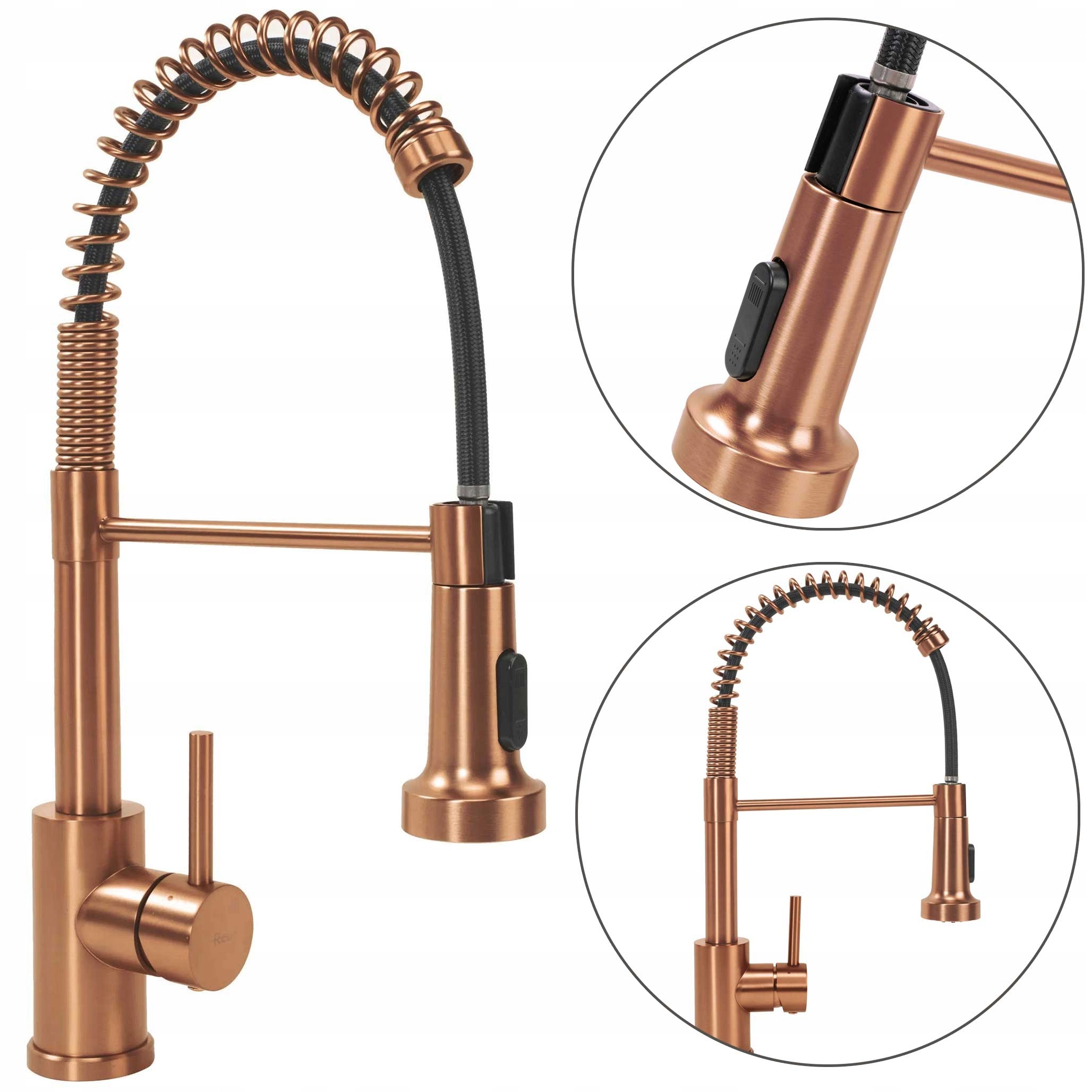 Kuchynská batéria s výsuvným výtokom Rea Colin Meď kartáčovaná stojaca