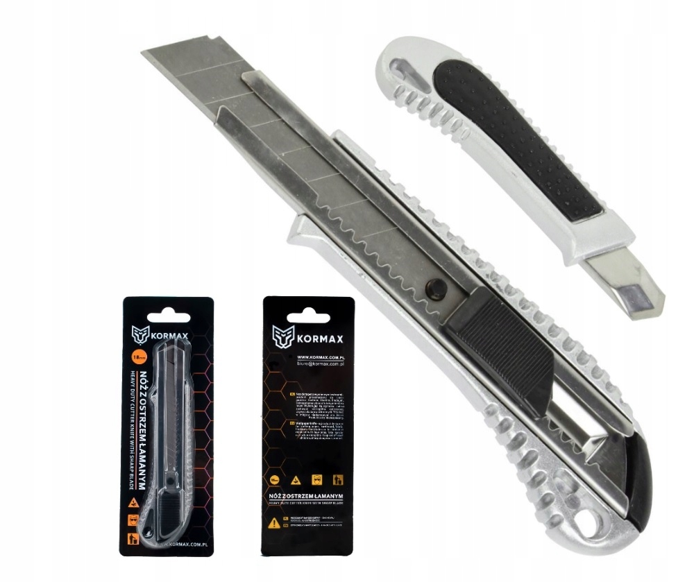 

Nóż metalowy ostrze łamane 18mm tapeciak Kormax