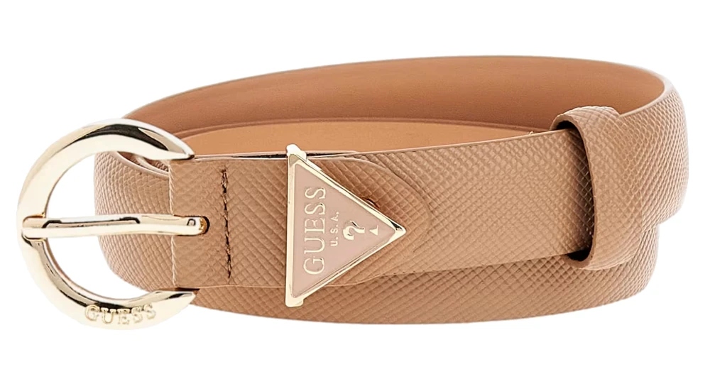 Guess pásek ke kalhotám dámský tenký elegantní béžový klasický L
