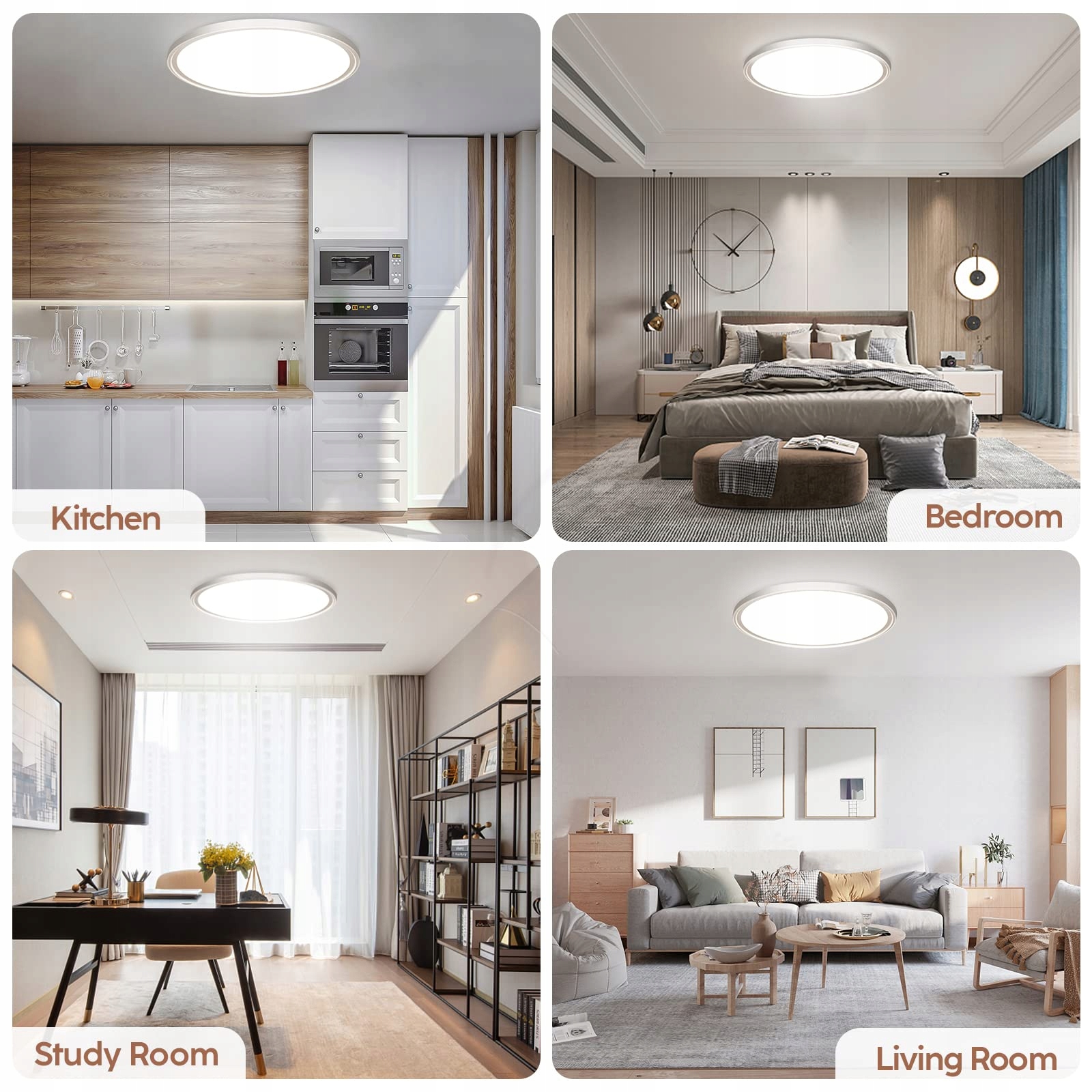 AISUTHA Lampa LED Sufitowa 24W 2800LM Dimmowalna Pilotem IP54 Do Wnętrz — miniatura 8