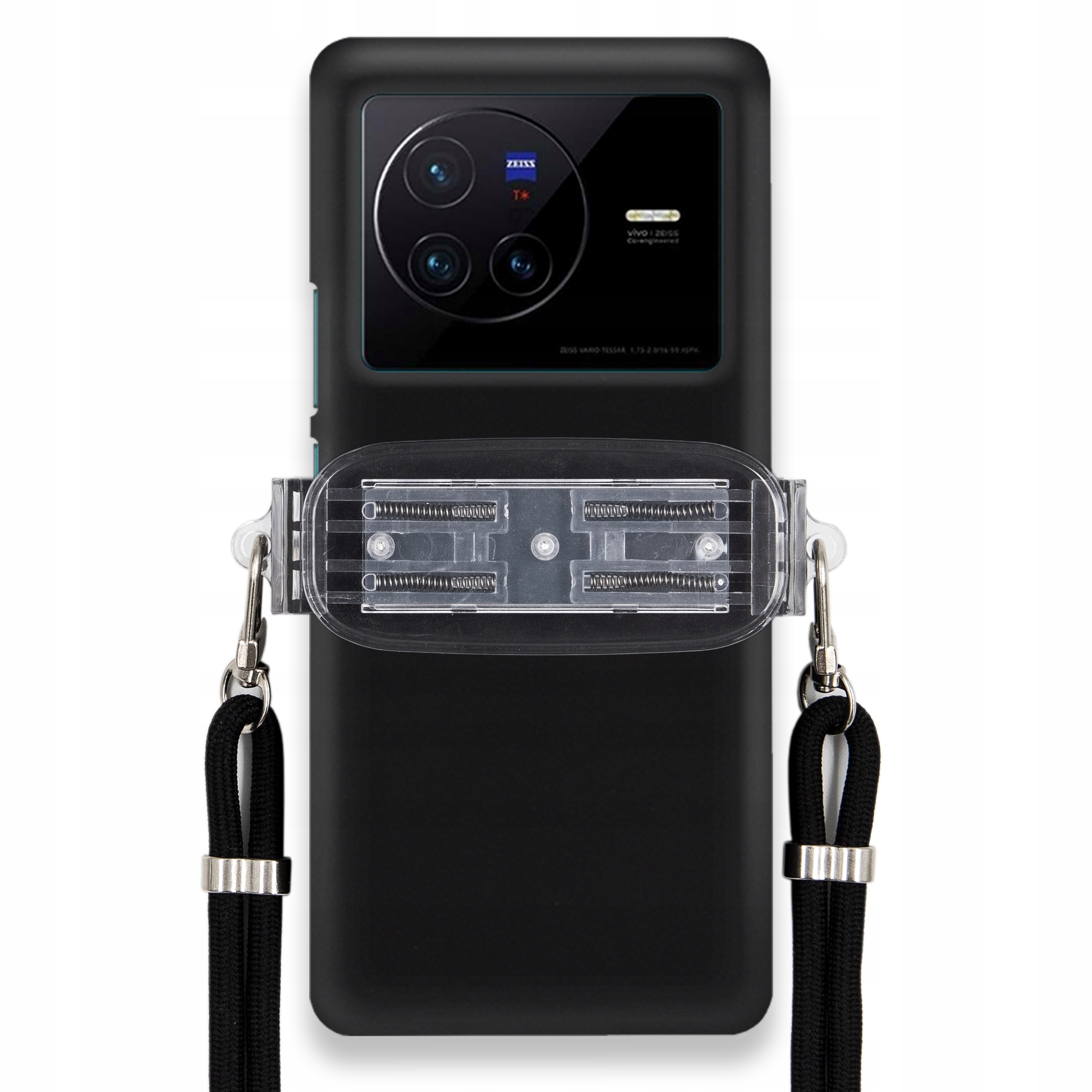 pouzdro na Vivo X80 Smooth Case Ochrana Univerzální Držák Černá Šňůrka
