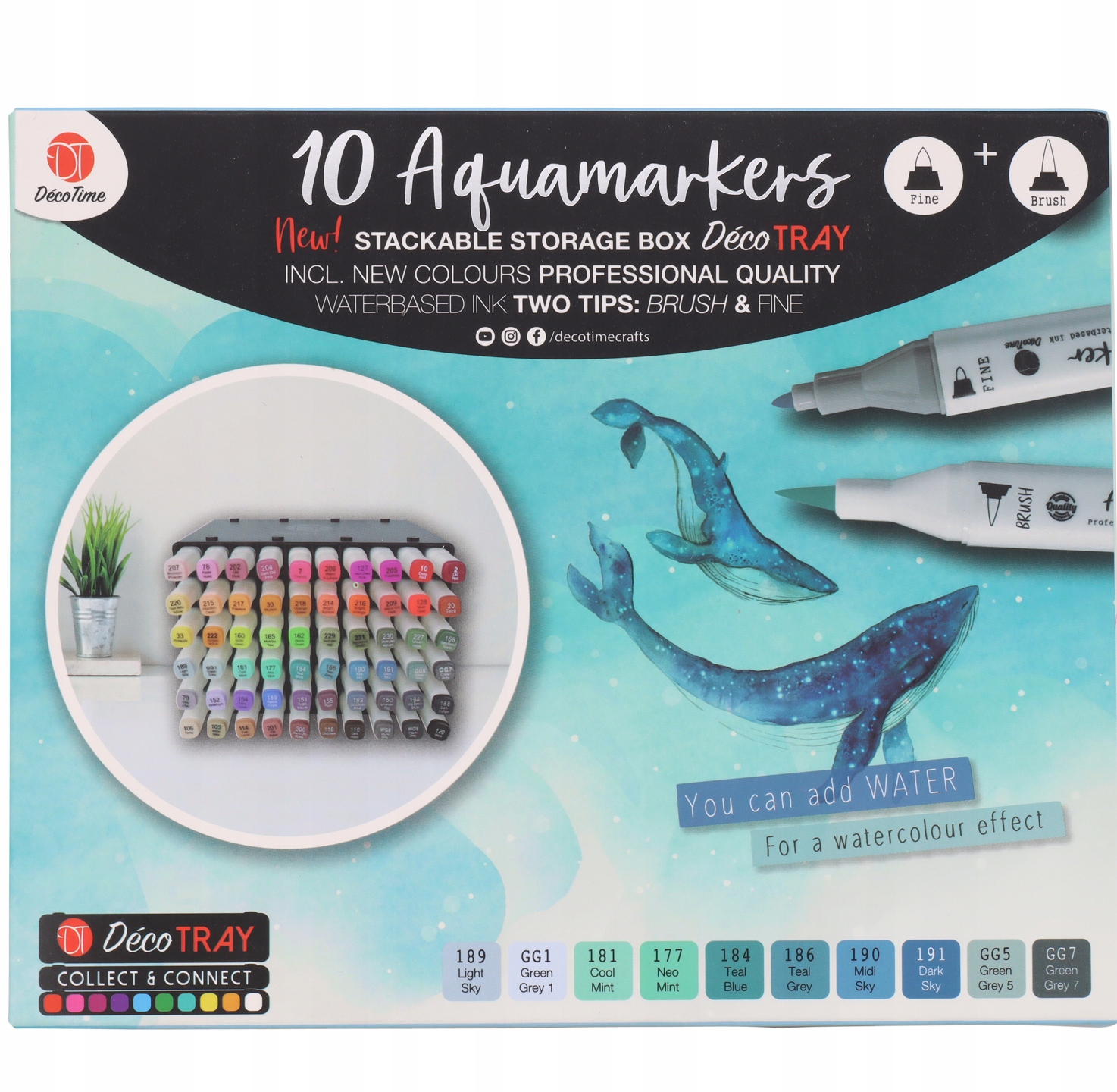 PODWÓJNE PISAKI TWINMARKERY AKWARELOWE PROFESJONALNE 10 szt zielone 33-168 Marka DecoTime