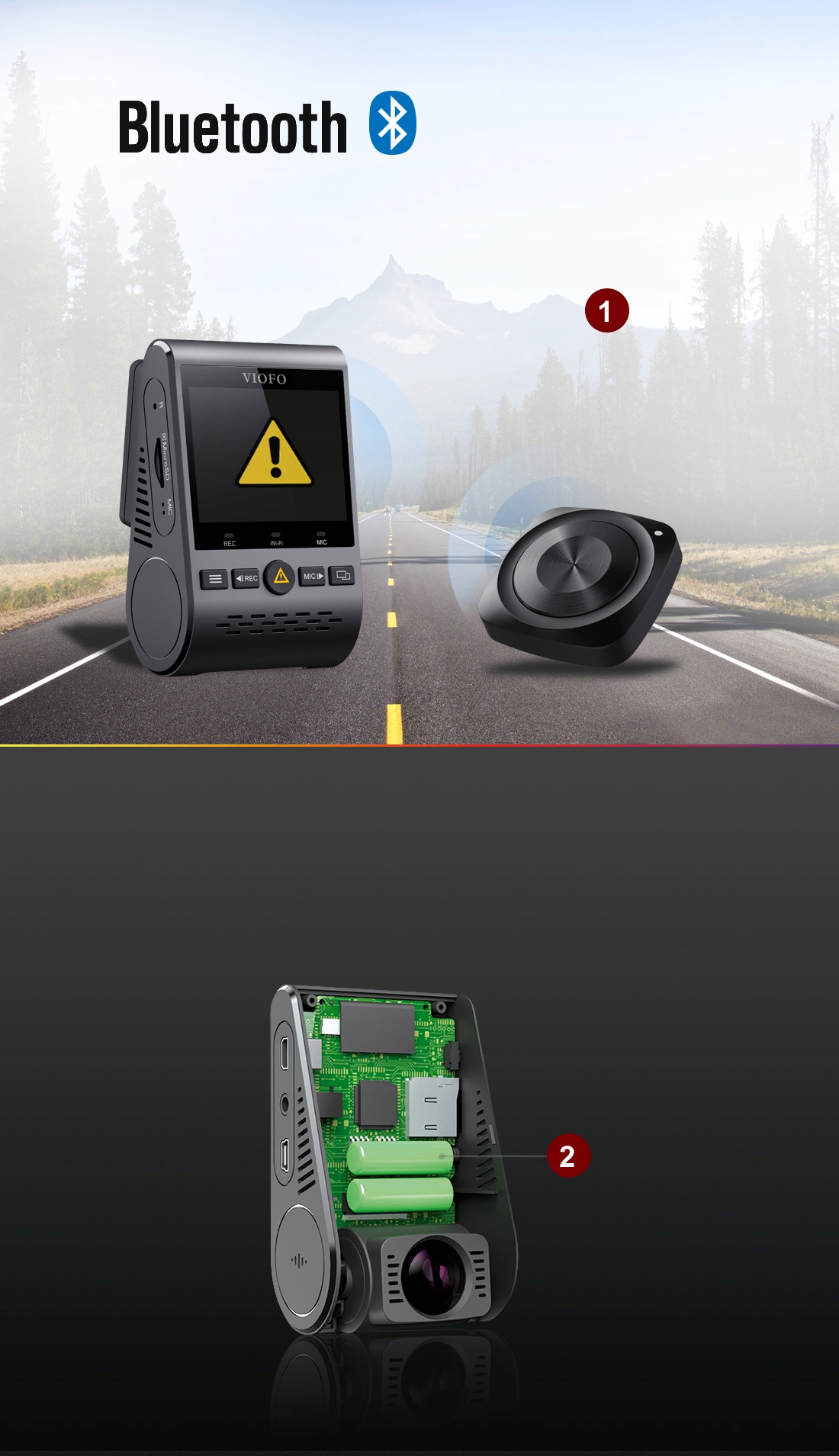 KAMERA REJESTRATOR VIOFO A129-G GPS WIFI FHD 60KL Złącza AV czytnik kart pamięci miniUSB