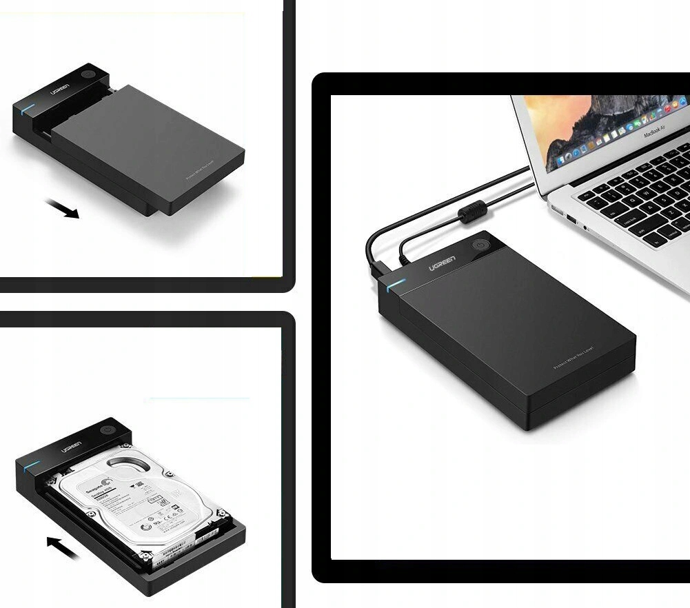 UGREEN CASE OBUDOWA HUB KIESZEŃ NA DYSK HDD SSD 3,5" SATA I II USB 3.0 10TB Interfejs USB 3.0