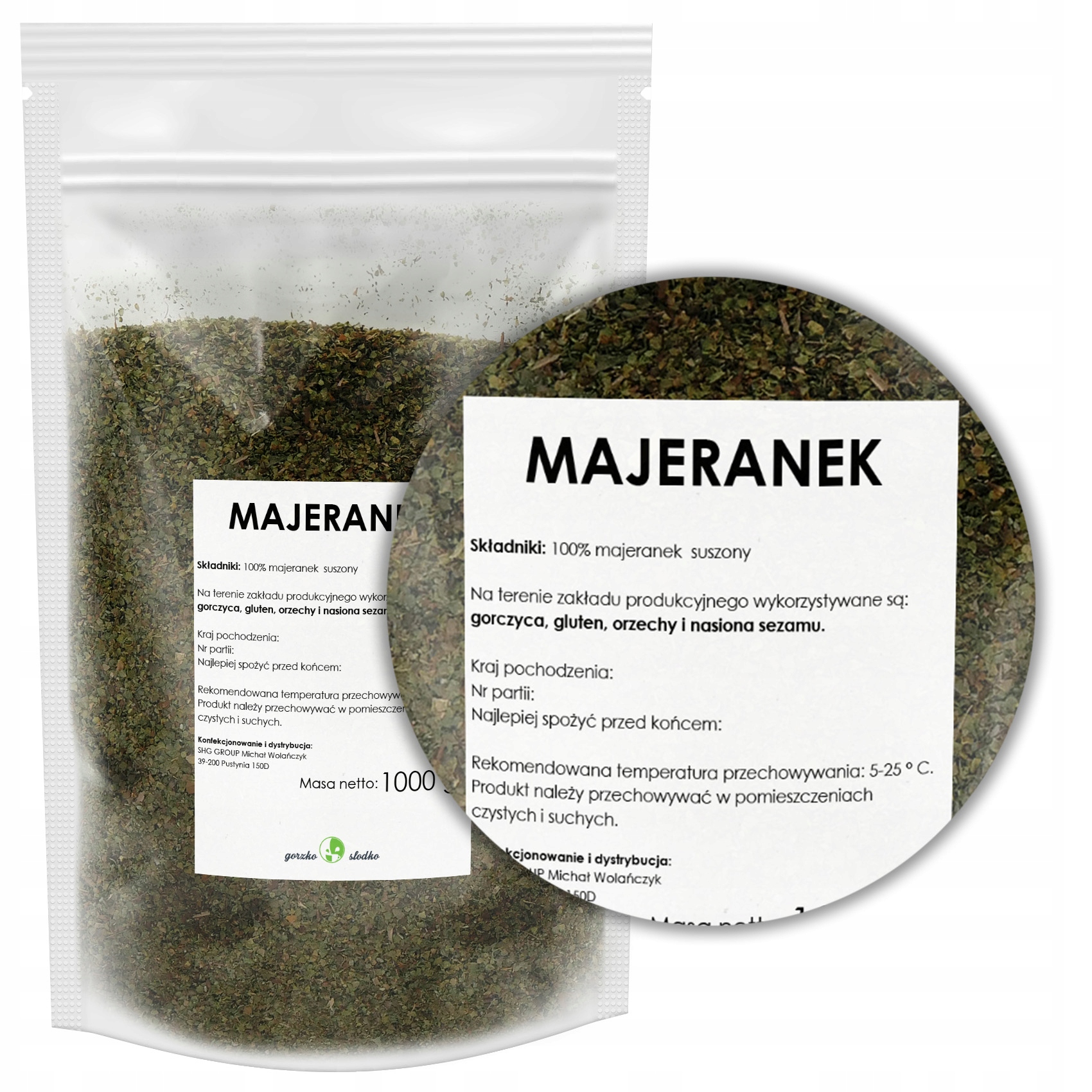 MAJERANEK aromatyczny suszony 1kg Rodzaj Majeranek