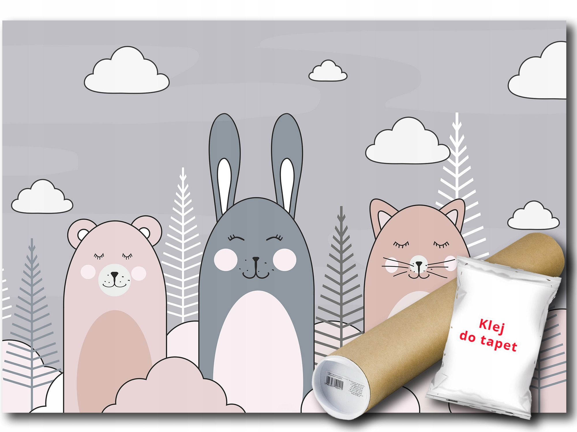 Vinylová Fototapeta Zvířátka Králík Medvídek Kočka Kresba 312x219