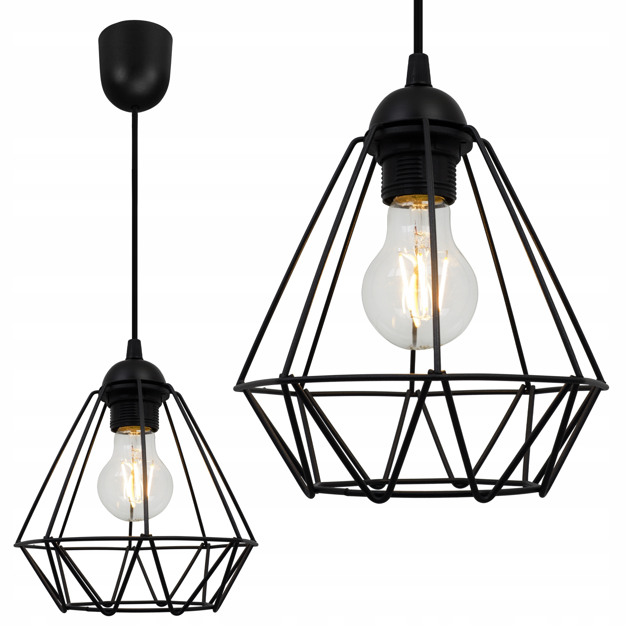 

Loftowa Lampa Wisząca Diament Edison Druciak Led