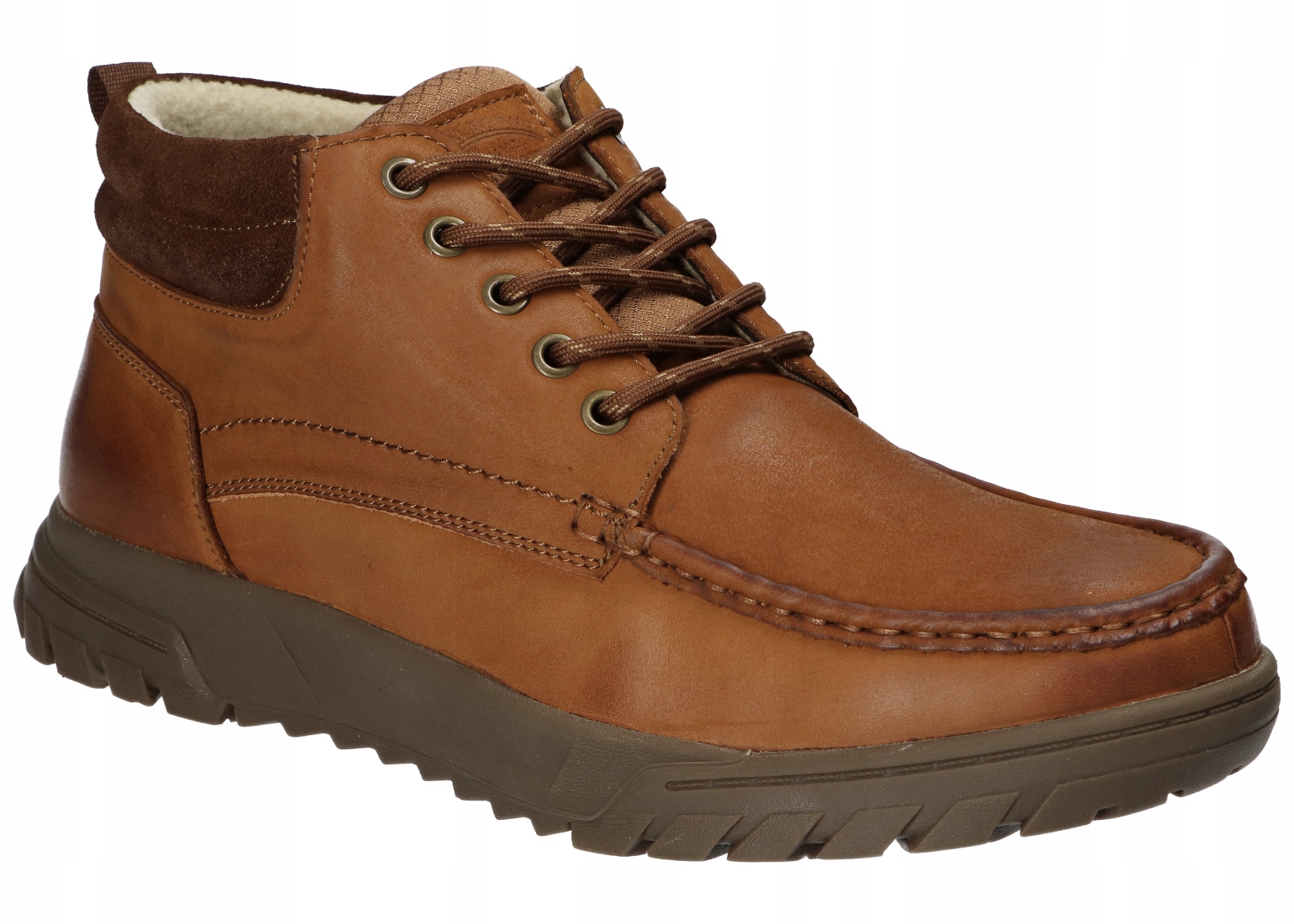 American Club CY128 Zateplené Kotníkové Boty Pánské Kožené Zimní Boty Brown 45