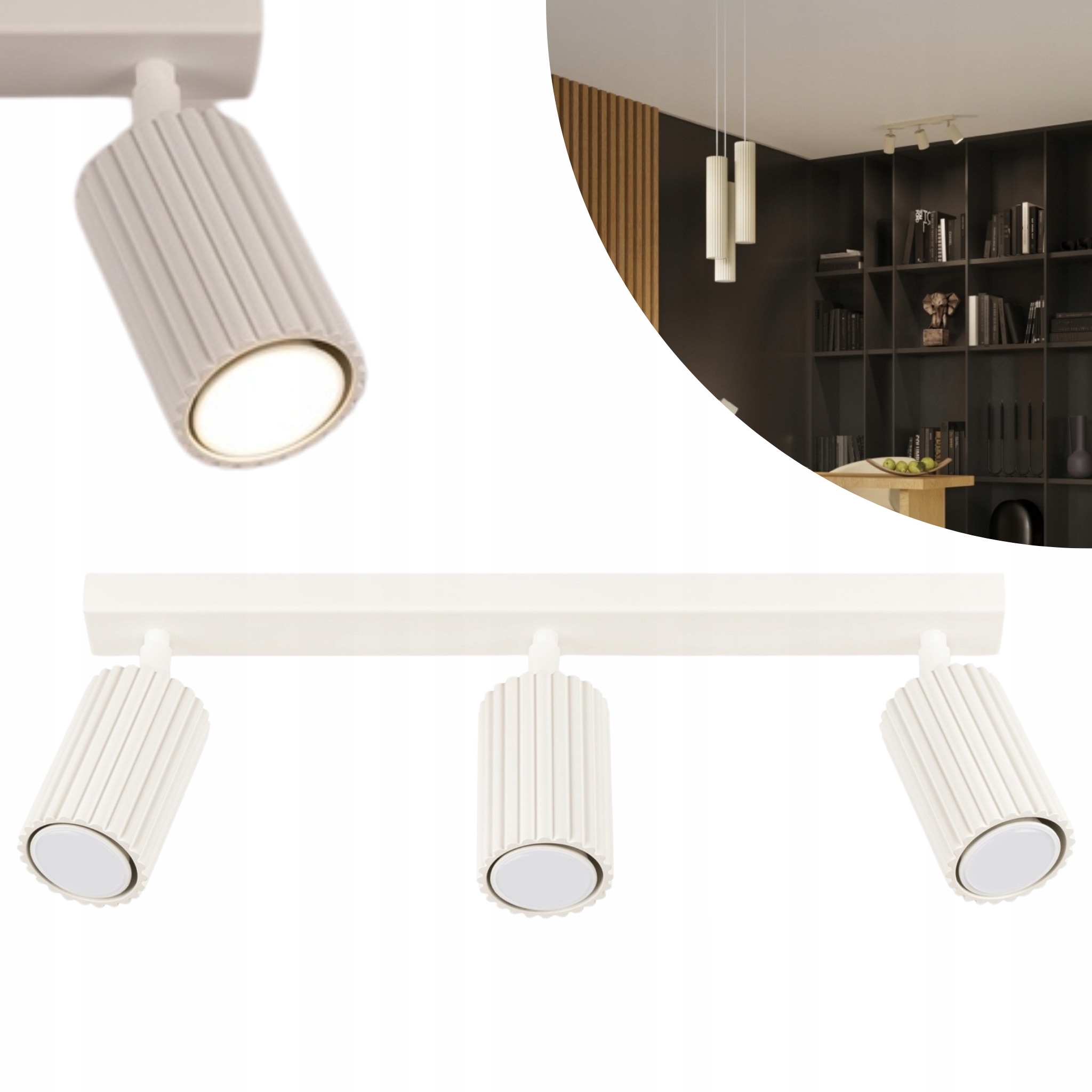 Sollux Lighting Karbon stropná lampa s lištou 45 cm béžová 3xGU10