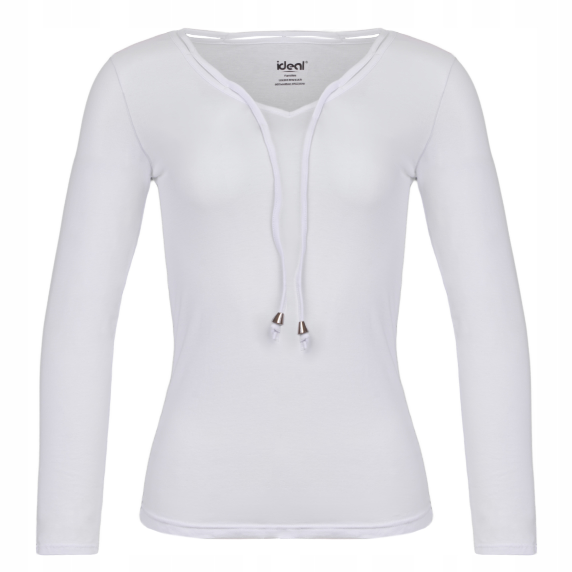 

Bluzka Damska Długi Rękaw Bawełna Sznurek Basic