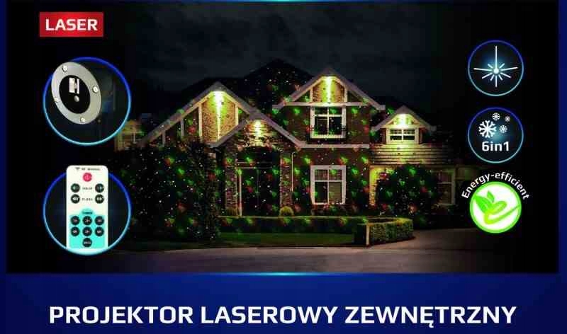 ŚWIĄTECZNY RZUTNIK LASEROWY PROJEKTOR BOŻE NARODZENIE ZIMA Moc 4 W