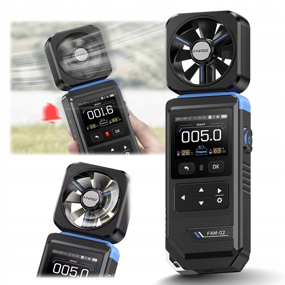 Profesionální digitální anemometr Fnirsi FAM-02 vítr teplota vlhkost