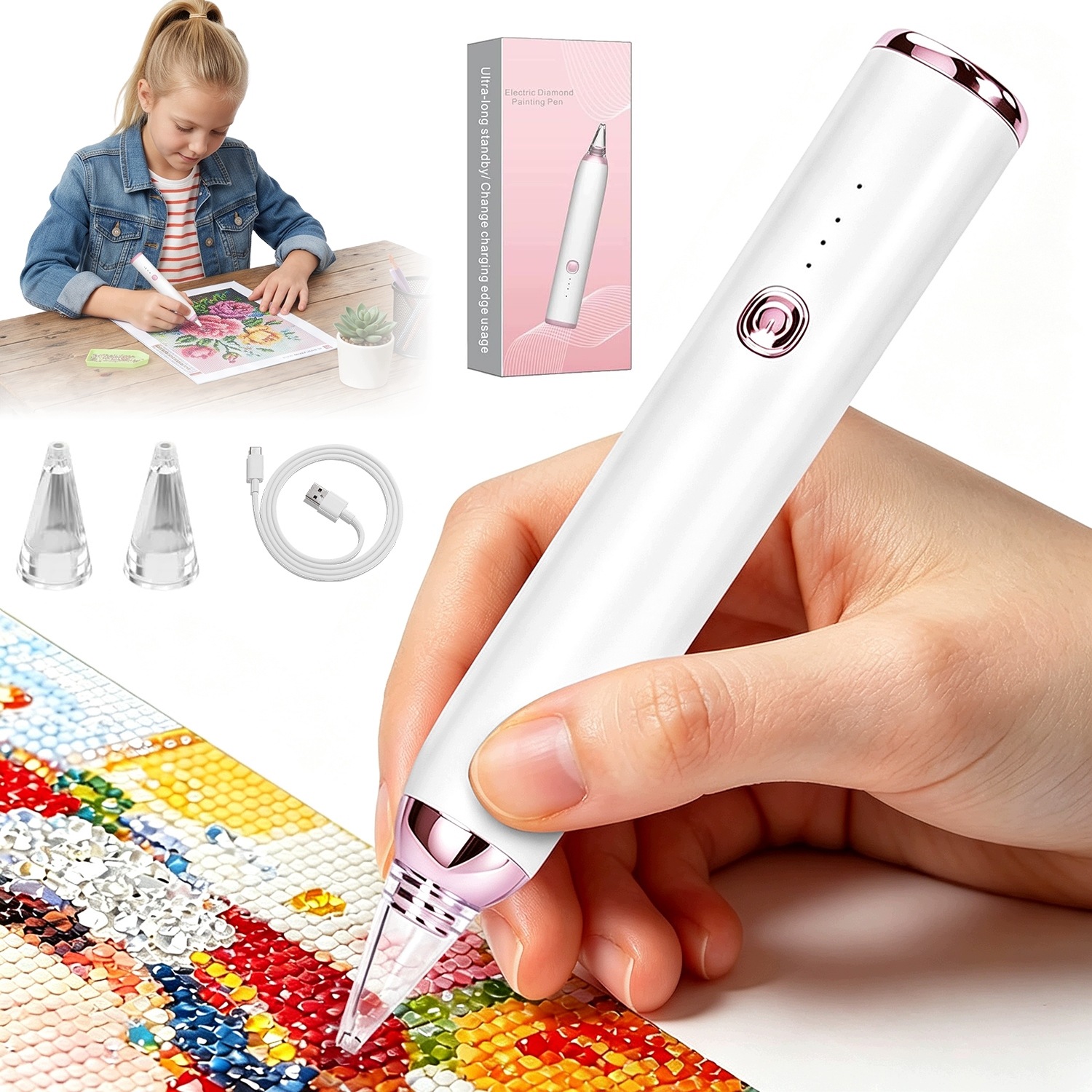 Elektrický Propiska Pro Malování Diamanty Bezdrátová Sada 400 Mah